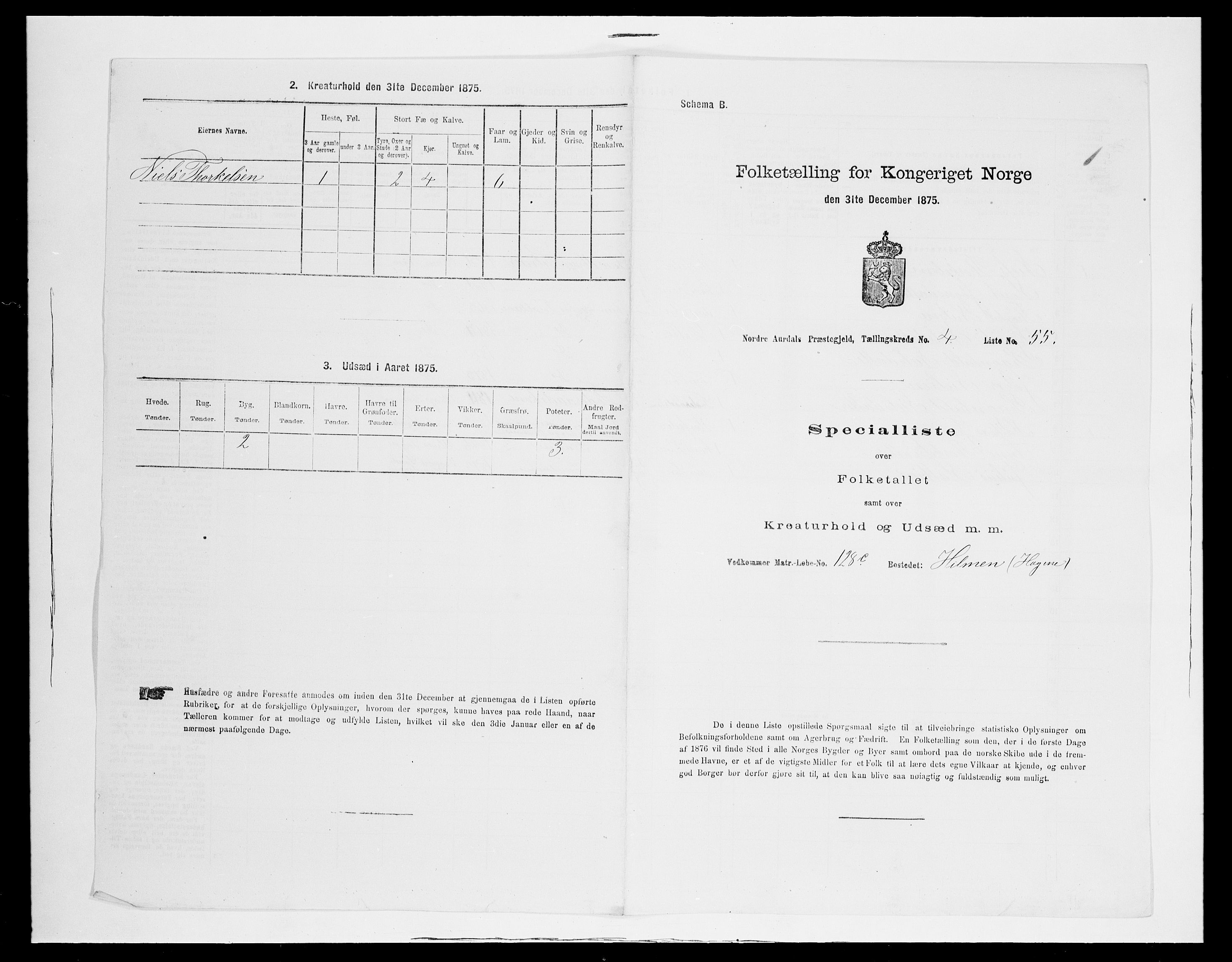 SAH, 1875 census for 0542P Nord-Aurdal, 1875, p. 720