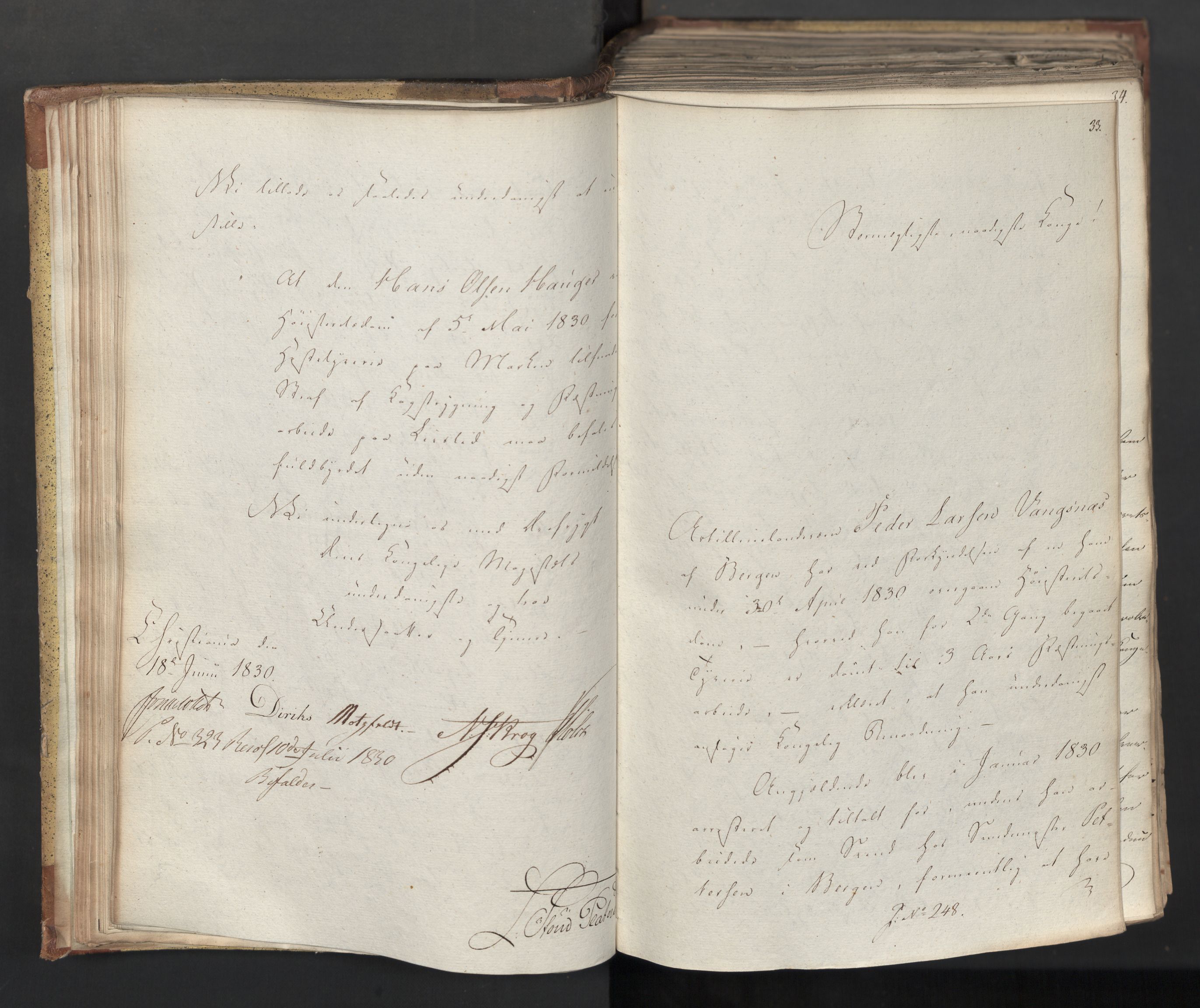 Statsrådsavdelingen i Stockholm, AV/RA-S-1003/D/Da/L0066: Regjeringsinnstillinger nr. 240-449, 1830, p. 57