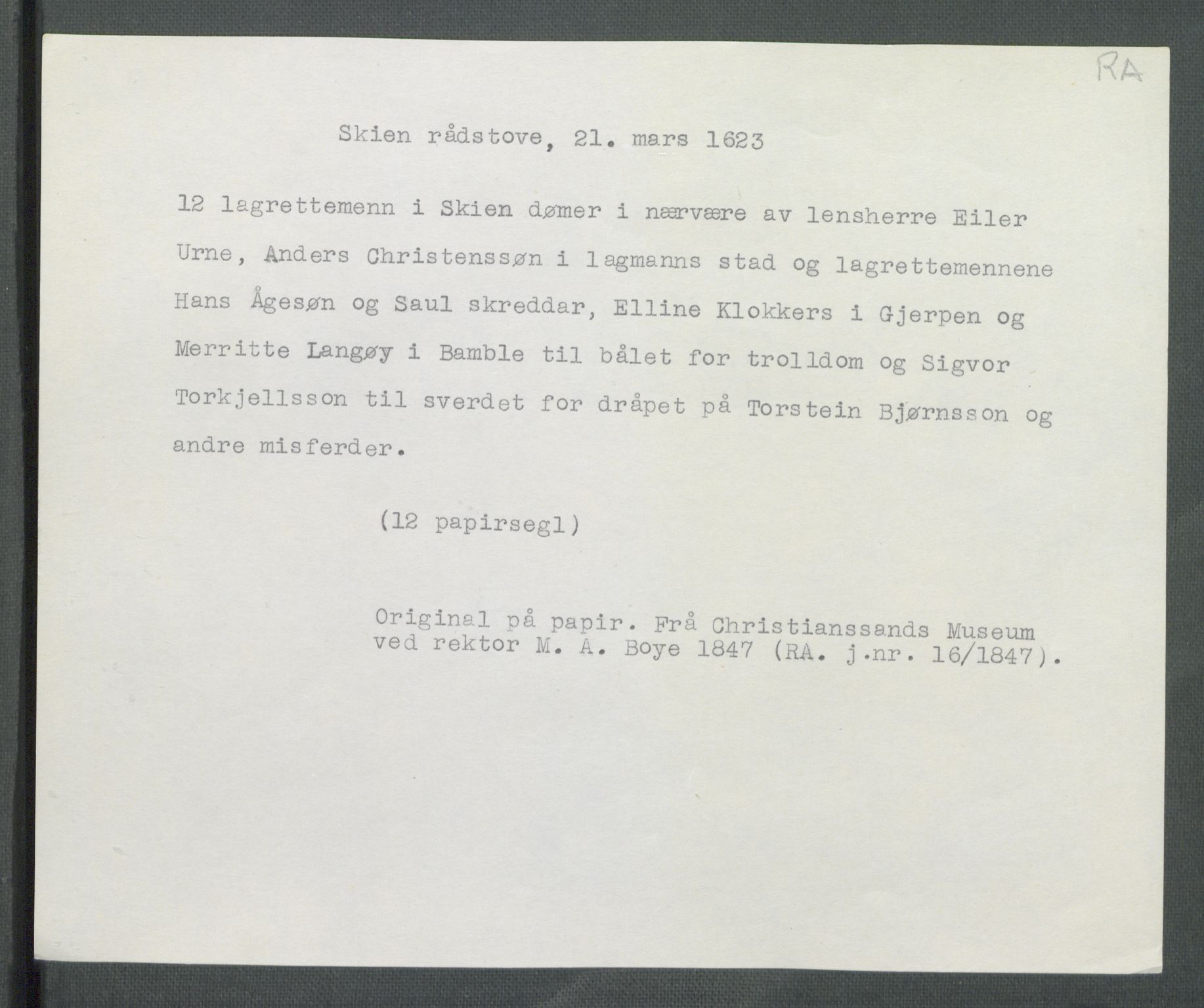 Riksarkivets diplomsamling, AV/RA-EA-5965/F02/L0131: Dokumenter, 1623, p. 18