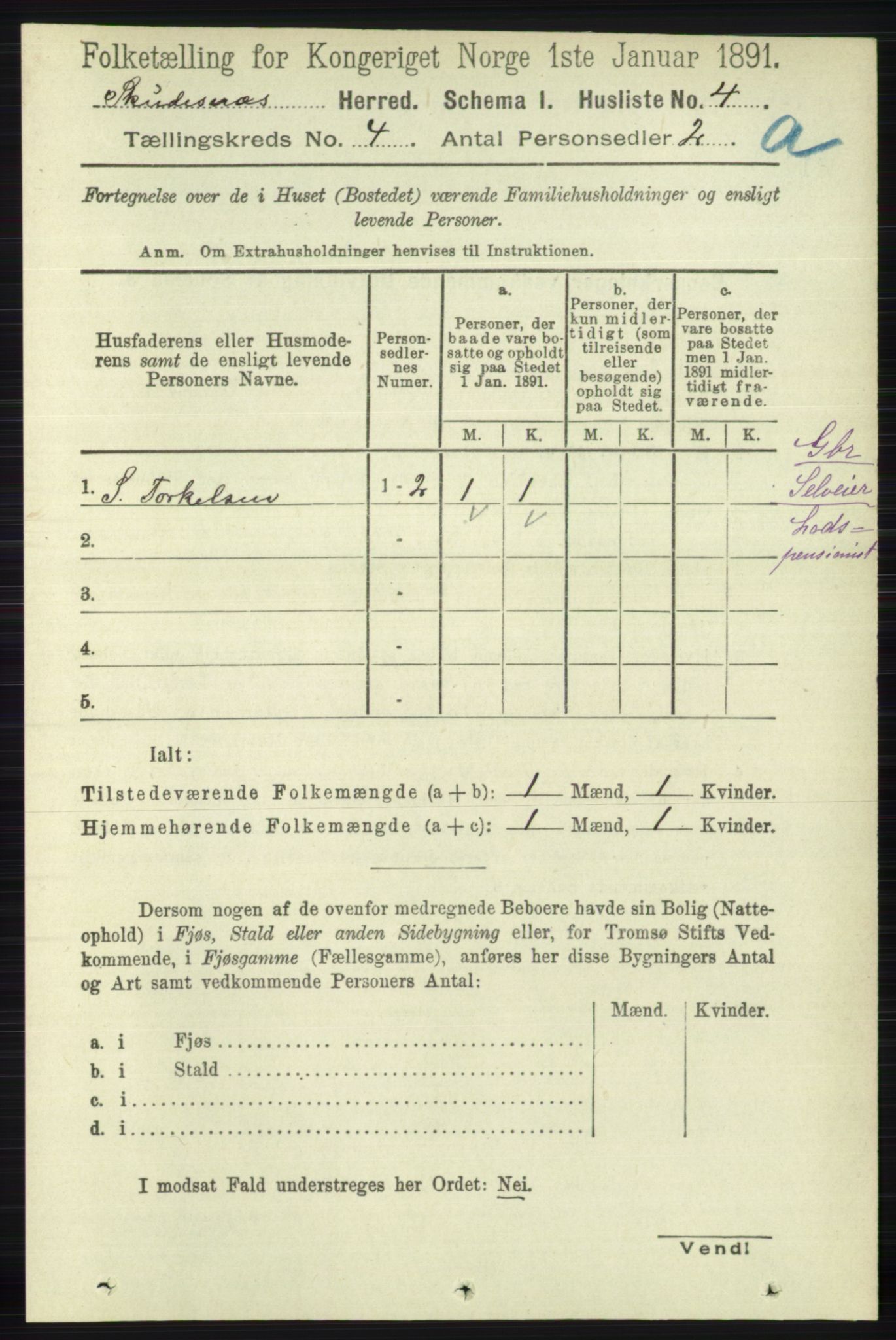 RA, 1891 census for 1150 Skudenes, 1891, p. 1776