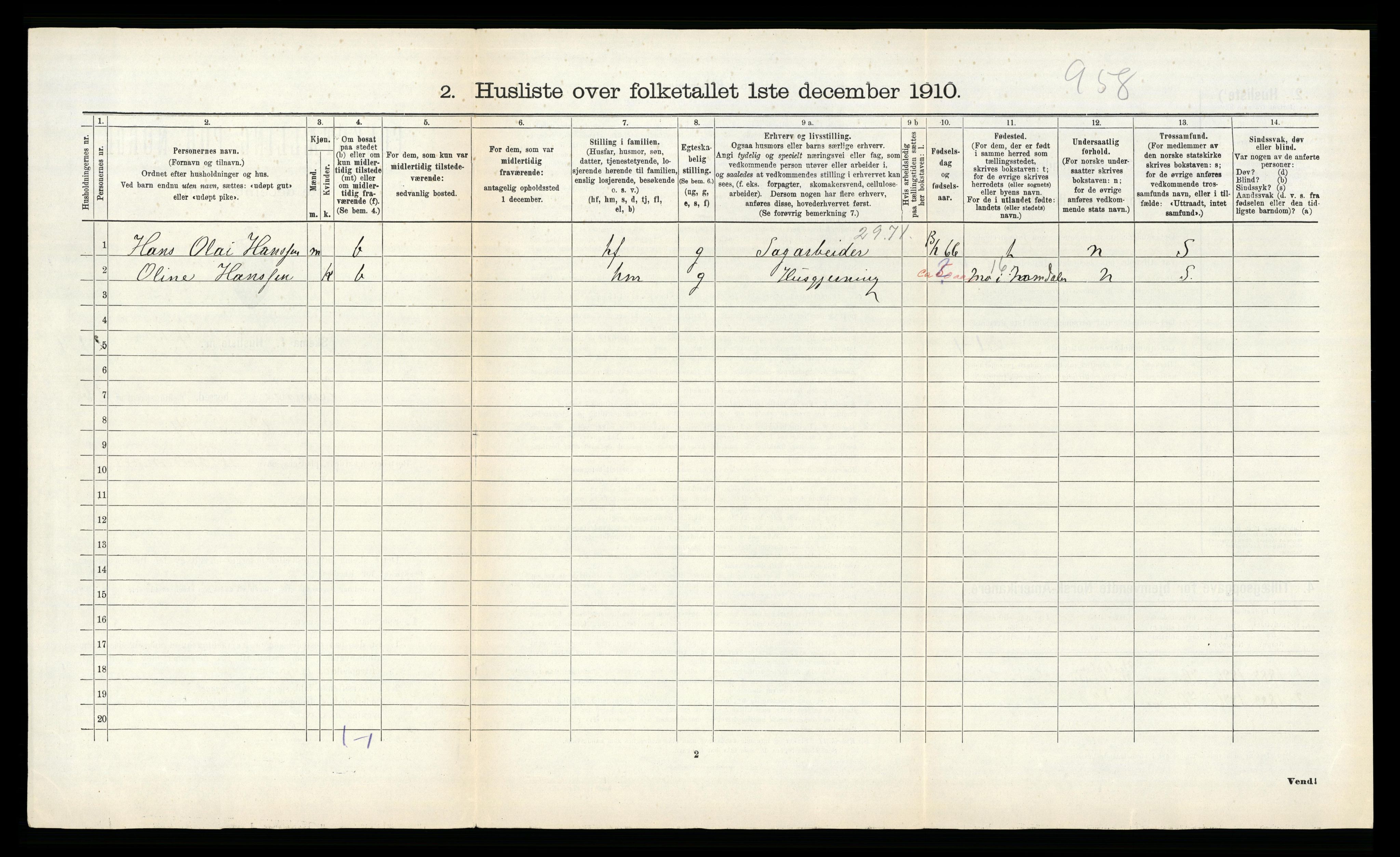 RA, 1910 census for Hemnes, 1910, p. 447