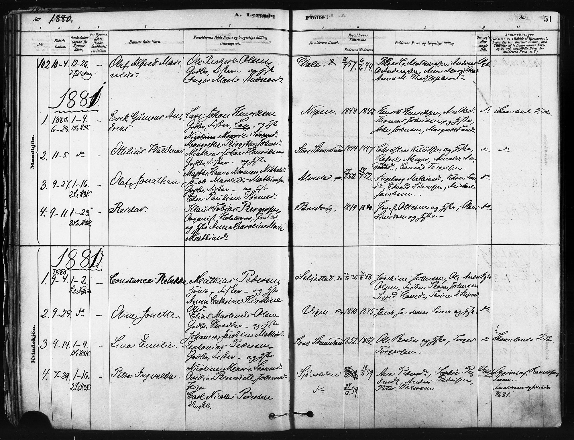 Trondenes sokneprestkontor, SATØ/S-1319/H/Ha/L0014kirke: Parish register (official) no. 14, 1878-1889, p. 51