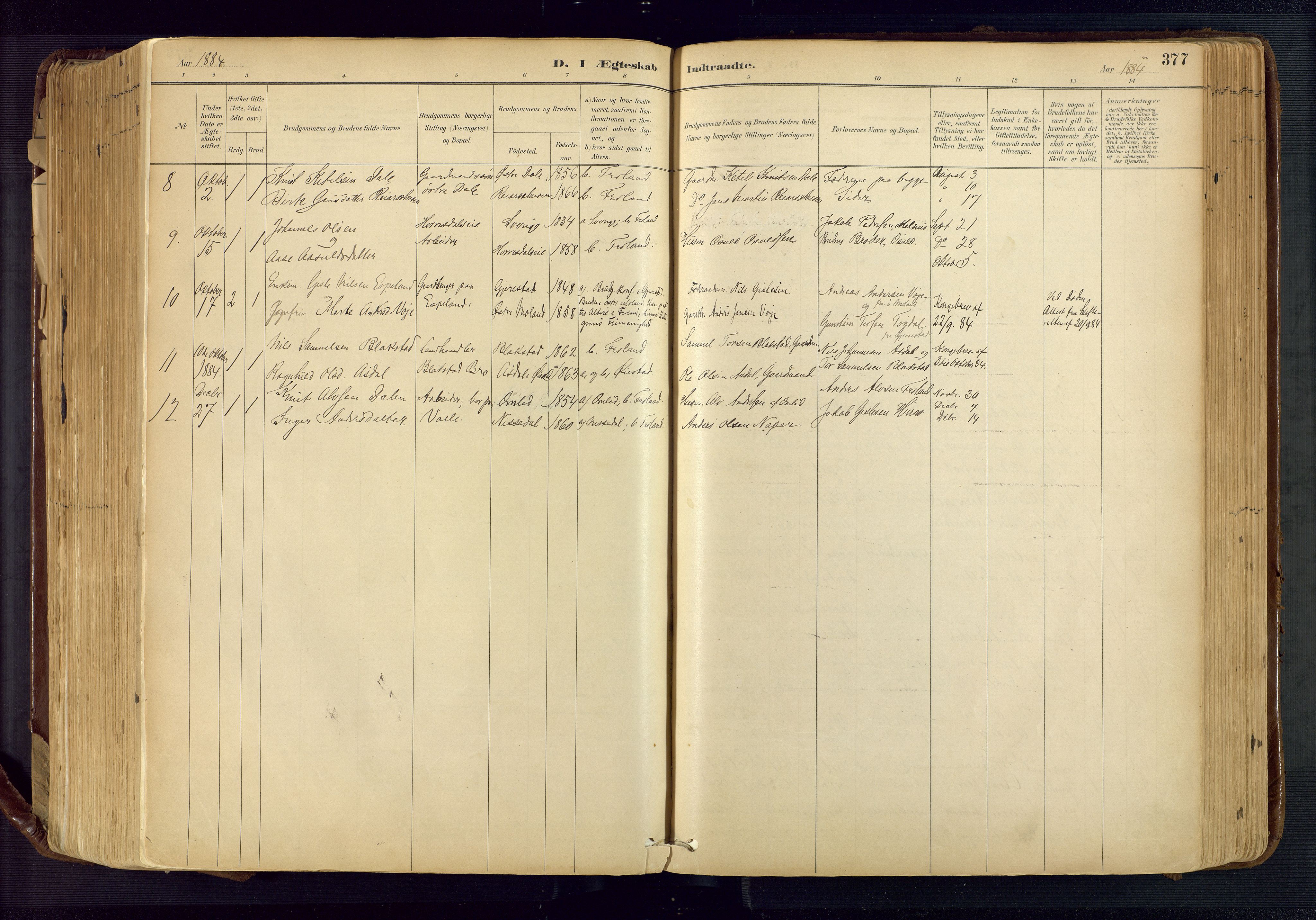 Froland sokneprestkontor, AV/SAK-1111-0013/F/Fa/L0005: Parish register (official) no. A 5, 1882-1921, p. 377