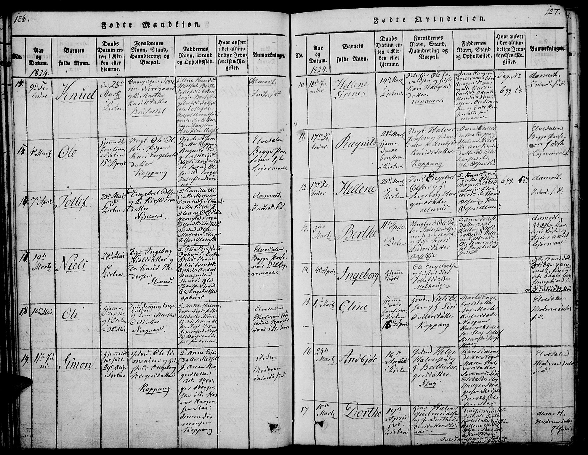 Åmot prestekontor, Hedmark, SAH/PREST-056/H/Ha/Haa/L0005: Parish register (official) no. 5, 1815-1841, p. 126-127