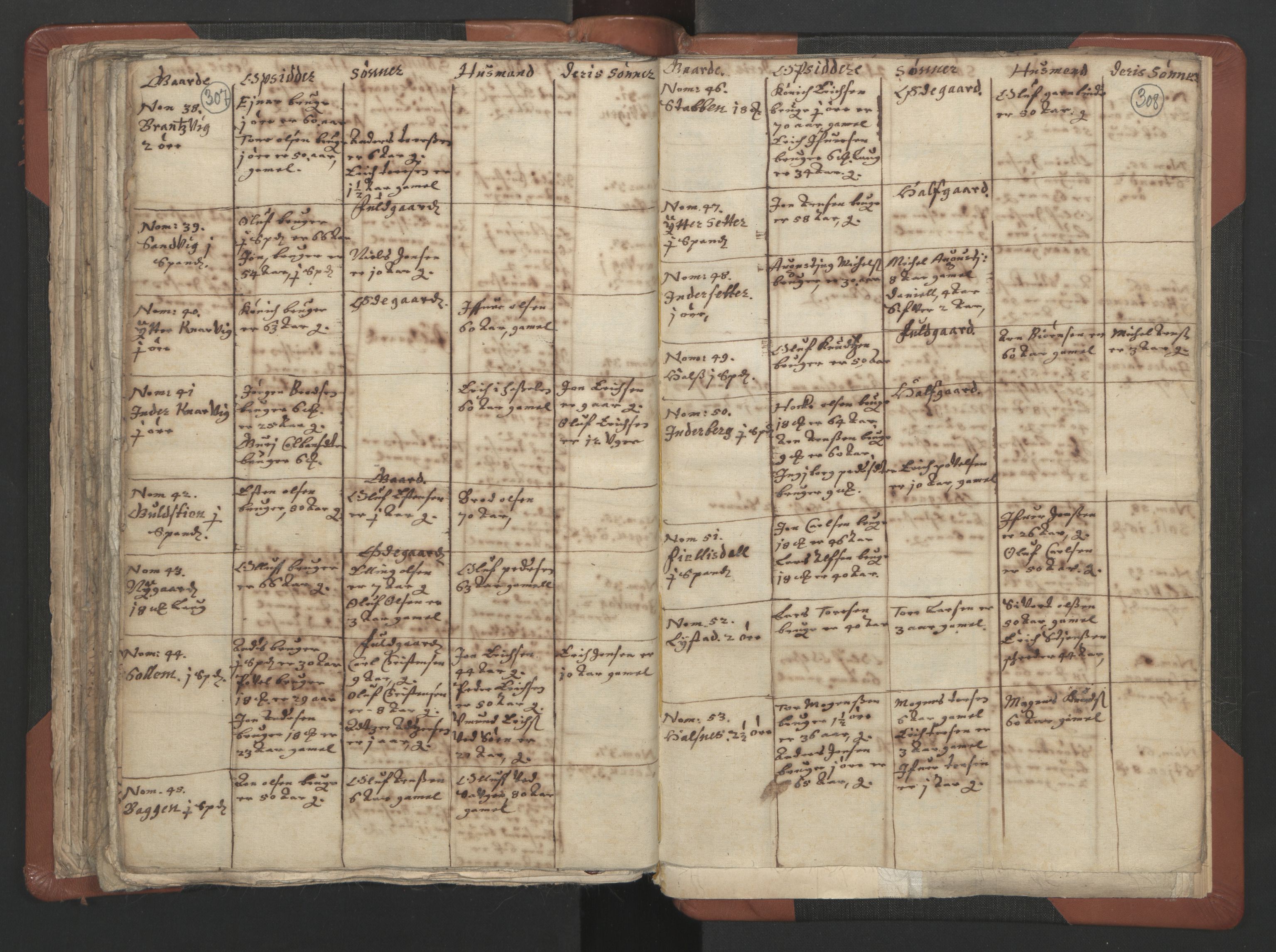 RA, Vicar's Census 1664-1666, no. 29: Nordmøre deanery, 1664-1666, p. 307-308