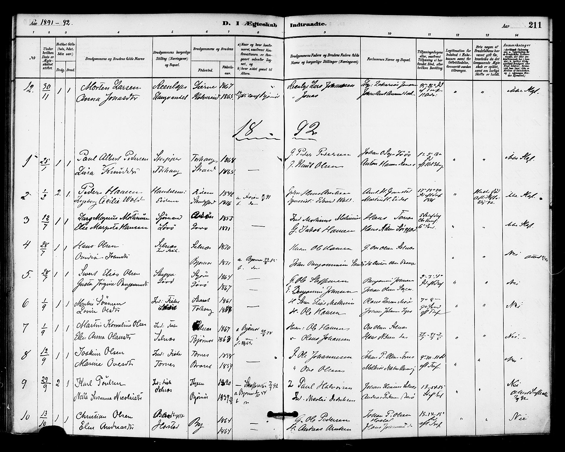 Ministerialprotokoller, klokkerbøker og fødselsregistre - Sør-Trøndelag, AV/SAT-A-1456/655/L0680: Parish register (official) no. 655A09, 1880-1894, p. 211