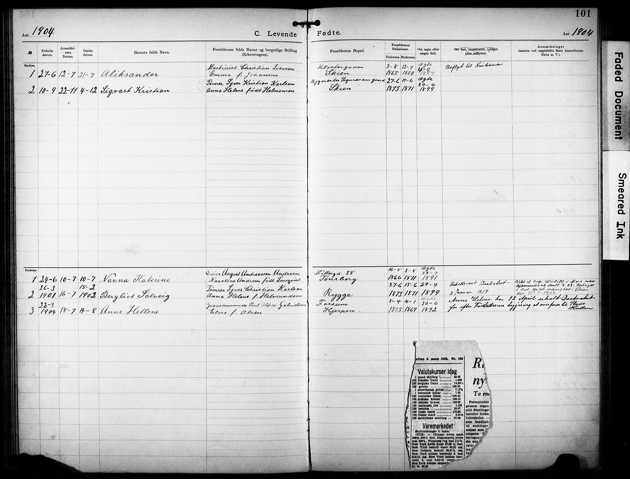 Den katolsk-apostoliske menighet i Larvik, SAKO/P-953/F/Fa/L0001: Dissenter register no. 1, 1892-1933, p. 101