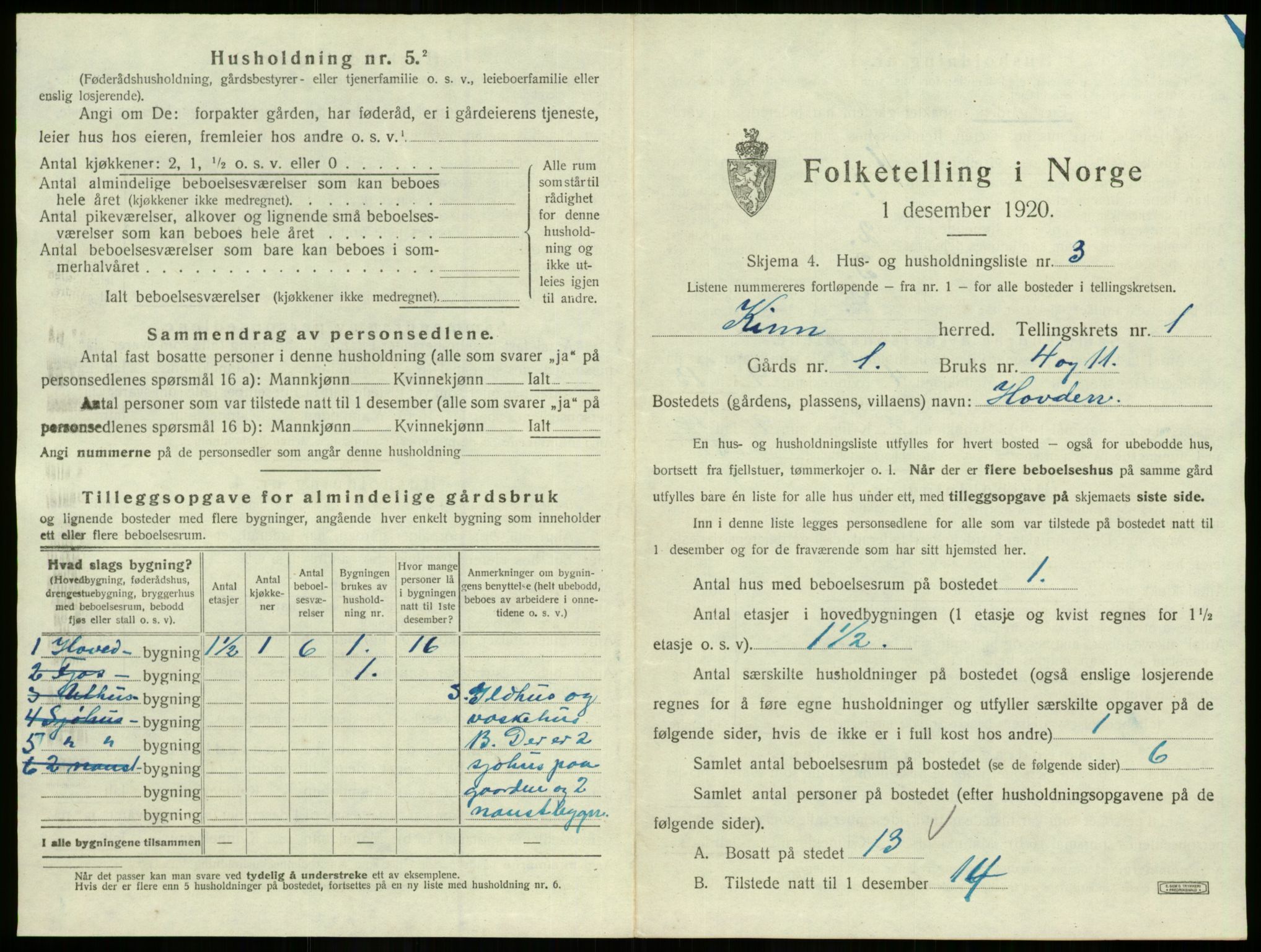 SAB, 1920 census for Kinn, 1920, p. 118