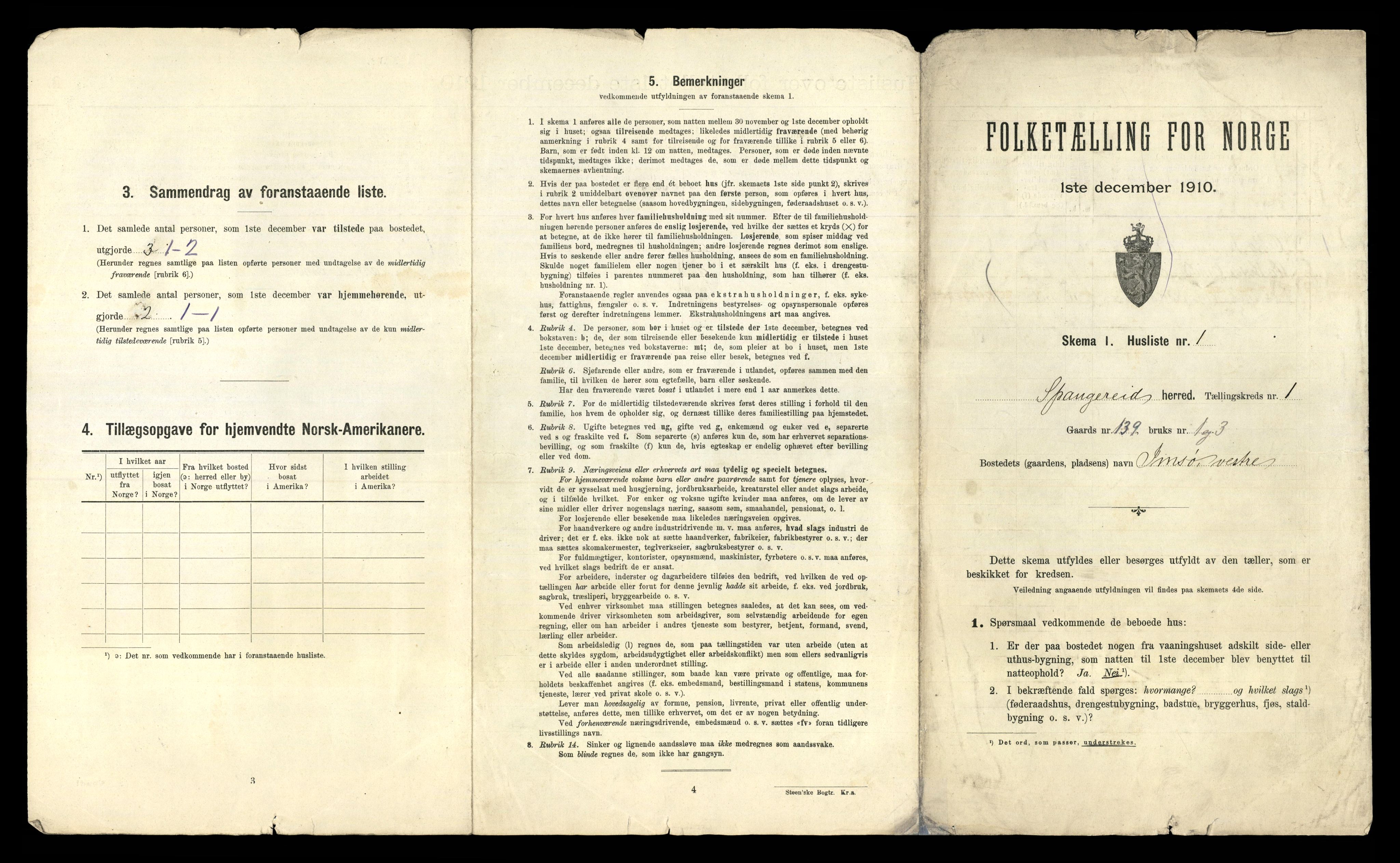 RA, 1910 census for Spangereid, 1910, p. 25