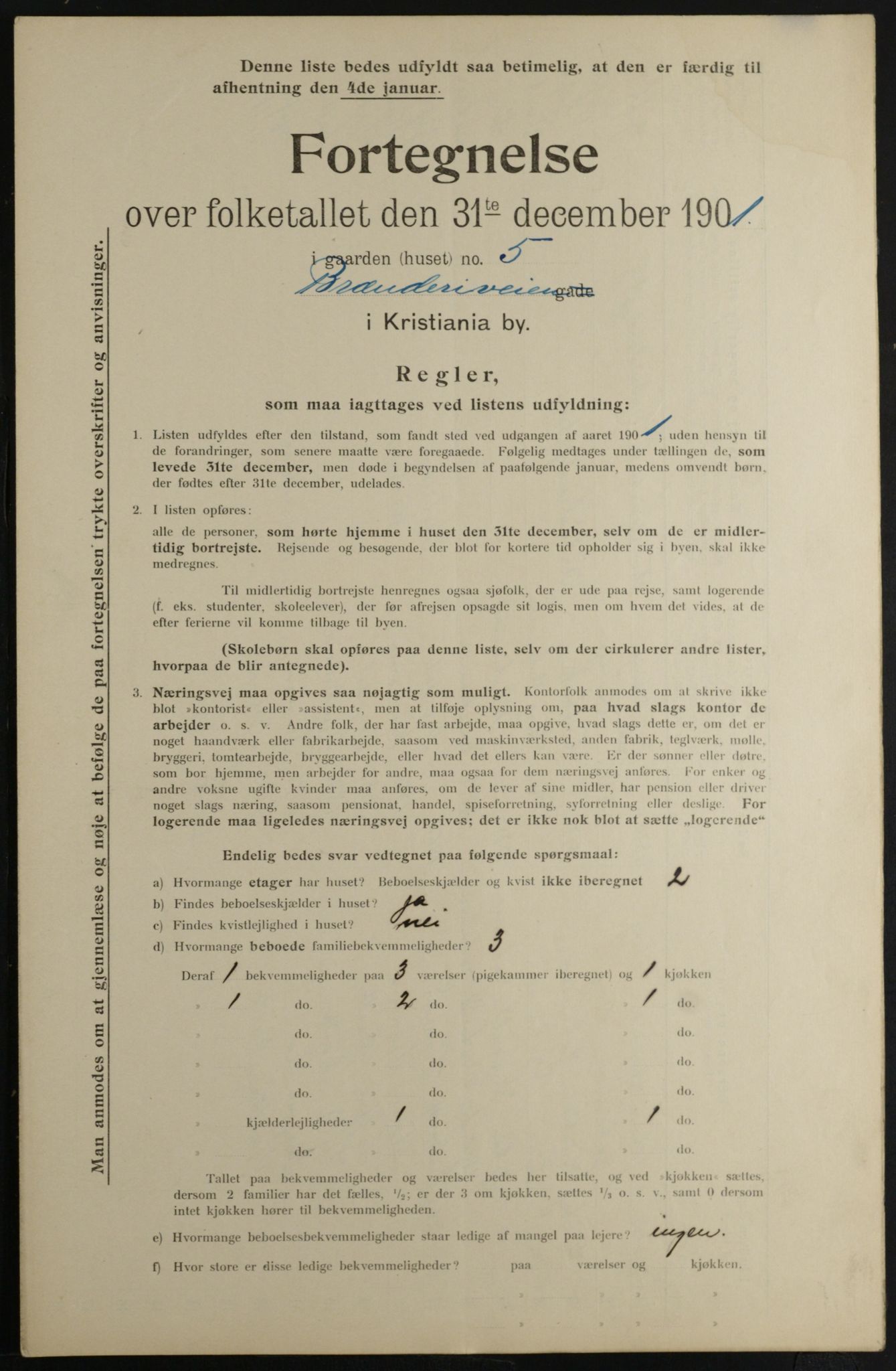 OBA, Municipal Census 1901 for Kristiania, 1901, p. 1431