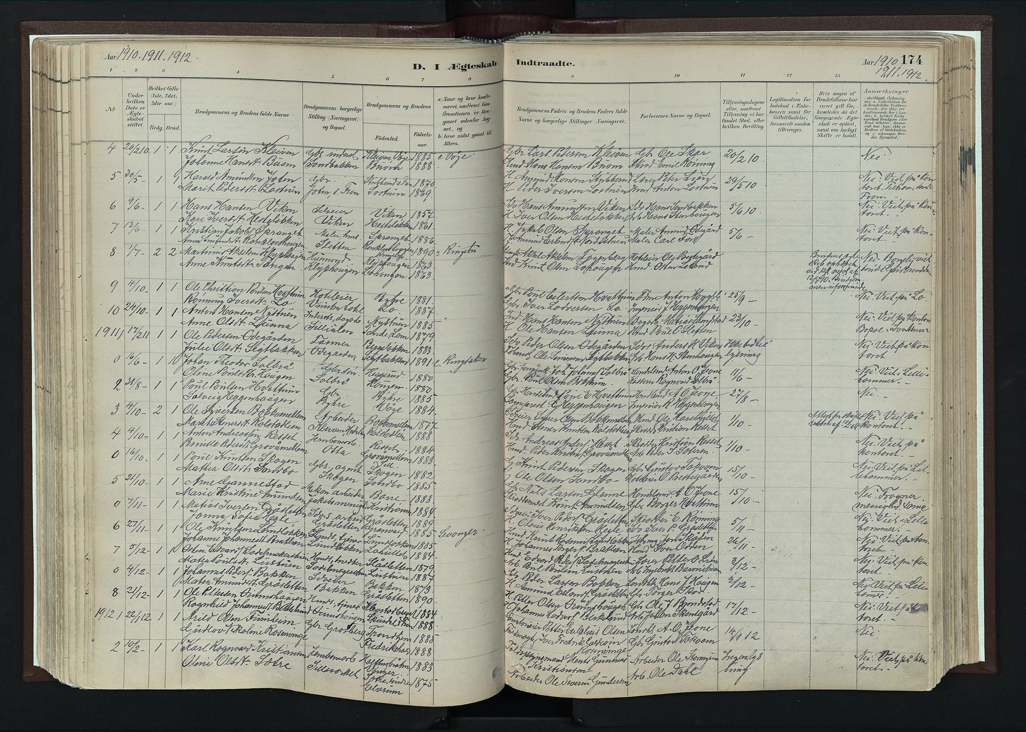 Nord-Fron prestekontor, SAH/PREST-080/H/Ha/Haa/L0004: Parish register (official) no. 4, 1884-1914, p. 174
