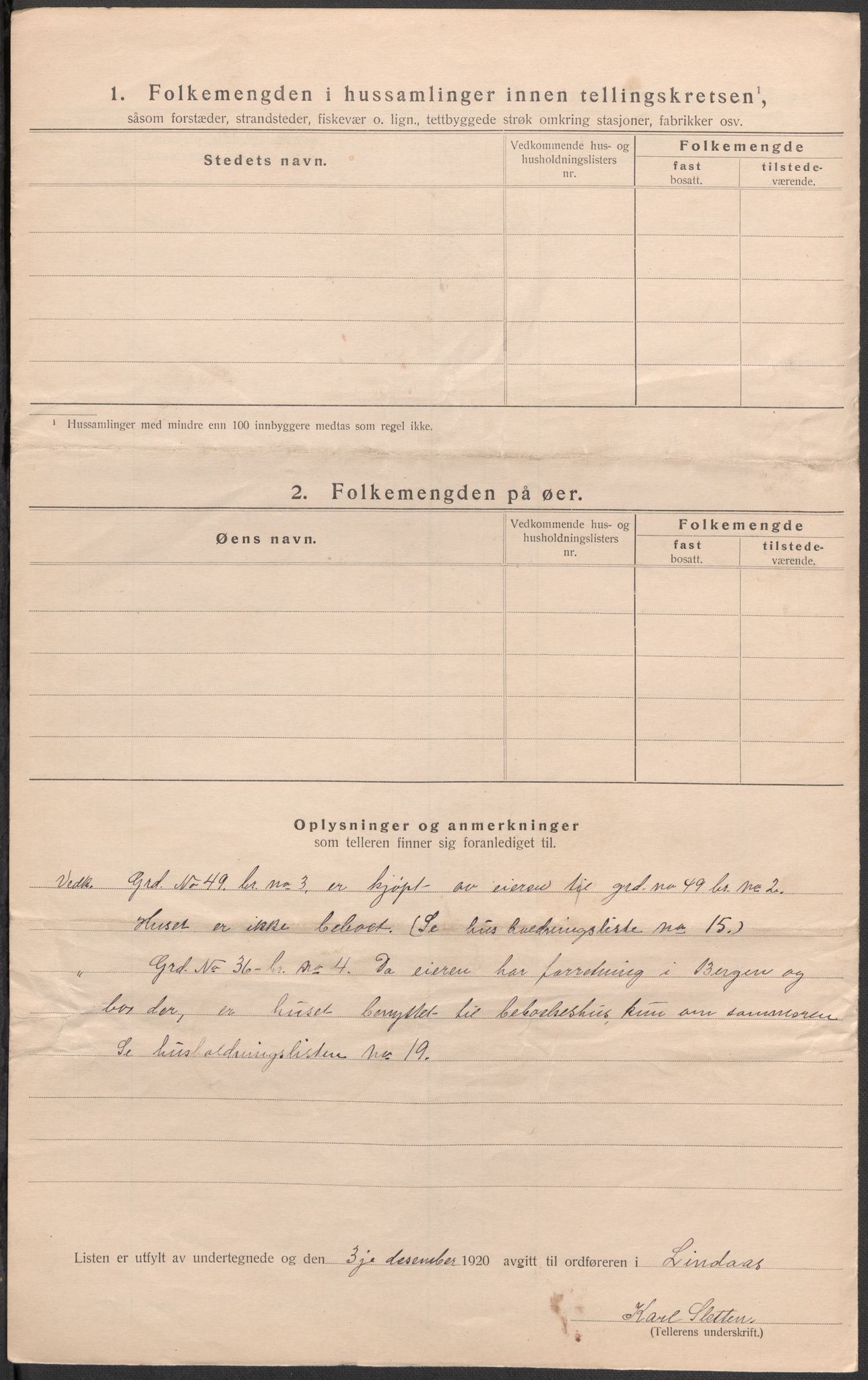 SAB, 1920 census for Lindås, 1920, p. 25