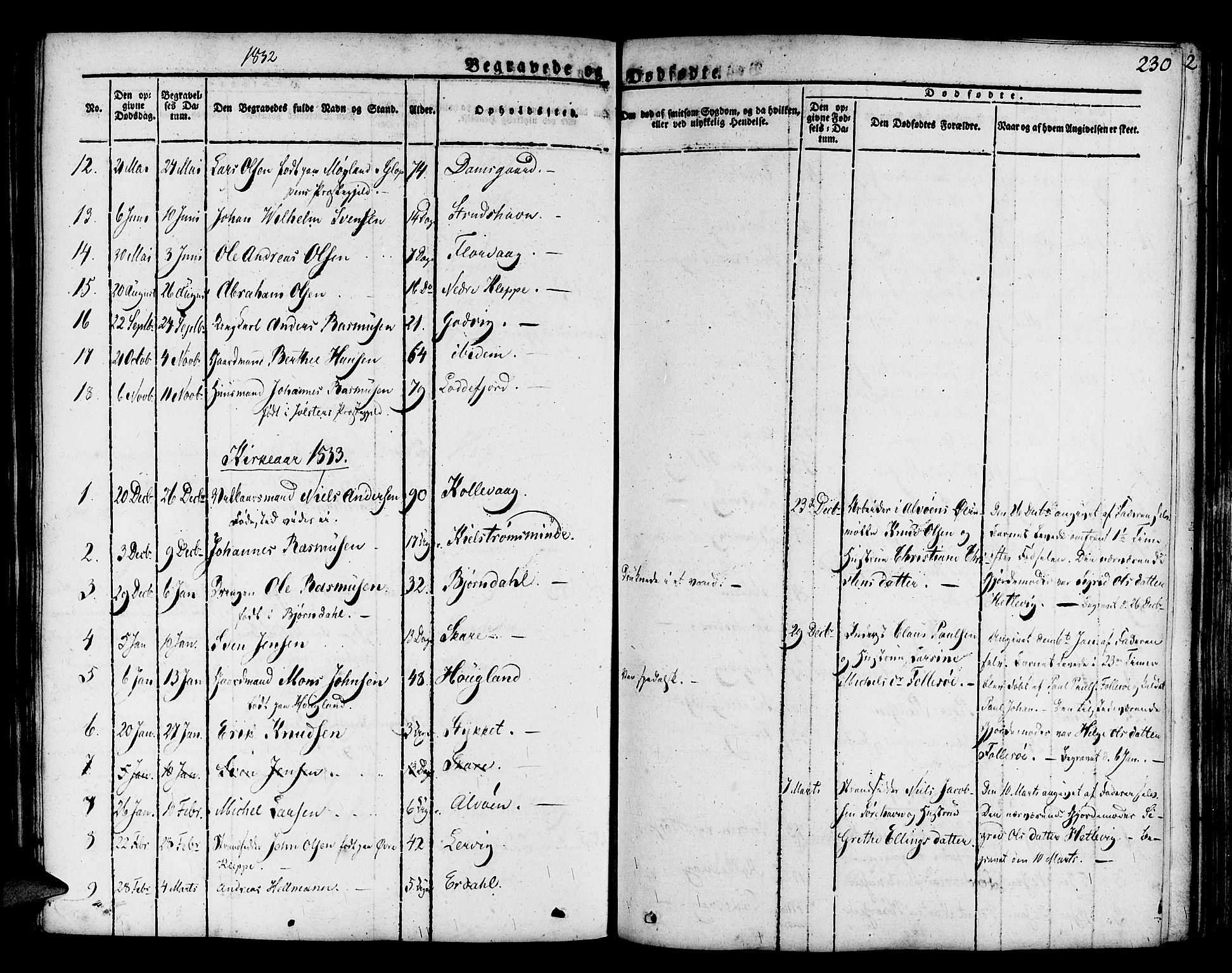 Askøy Sokneprestembete, AV/SAB-A-74101/H/Ha/Haa/Haaa/L0004: Parish register (official) no. A 4, 1825-1845, p. 230
