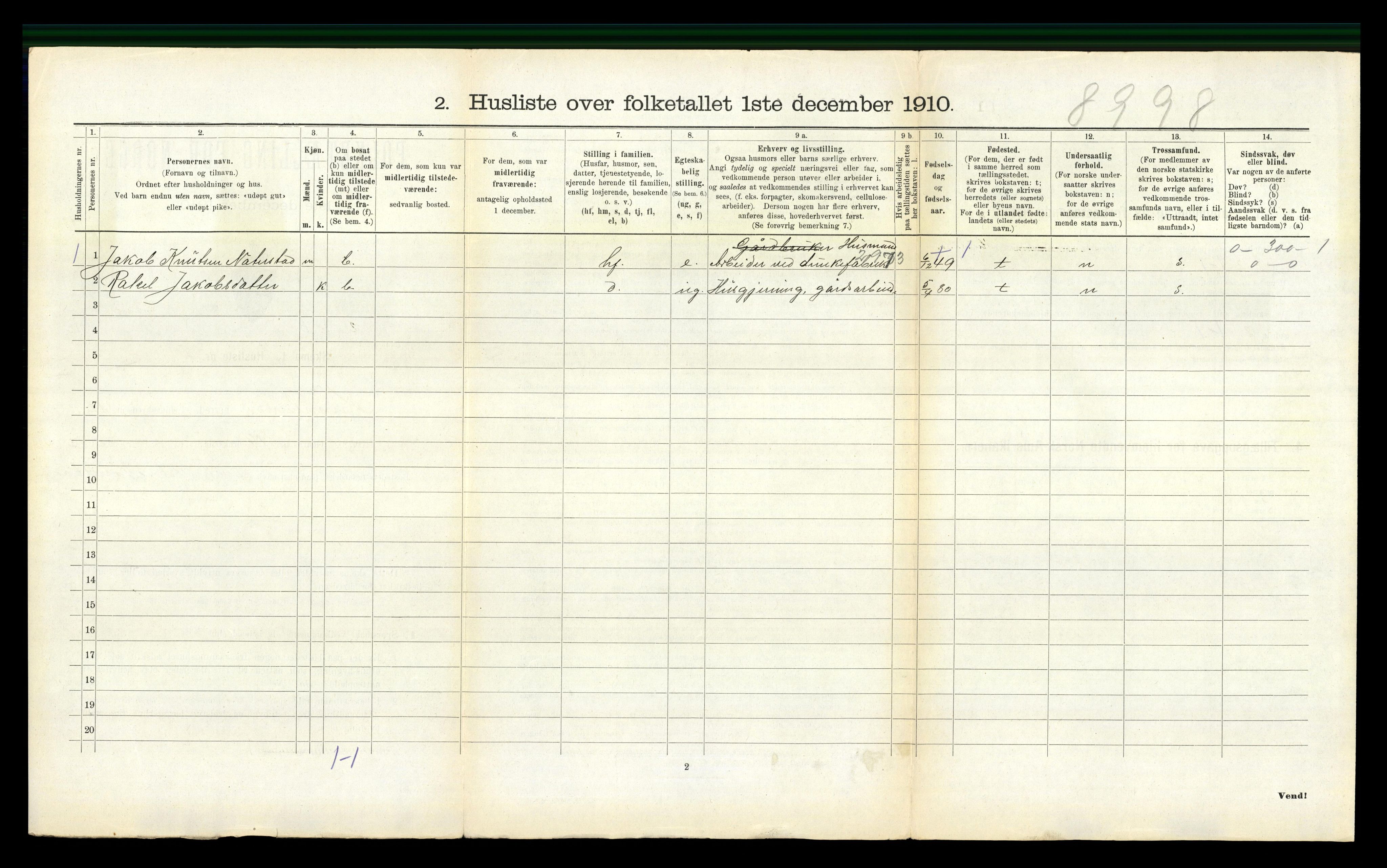 RA, 1910 census for Kvinnherad, 1910, p. 998