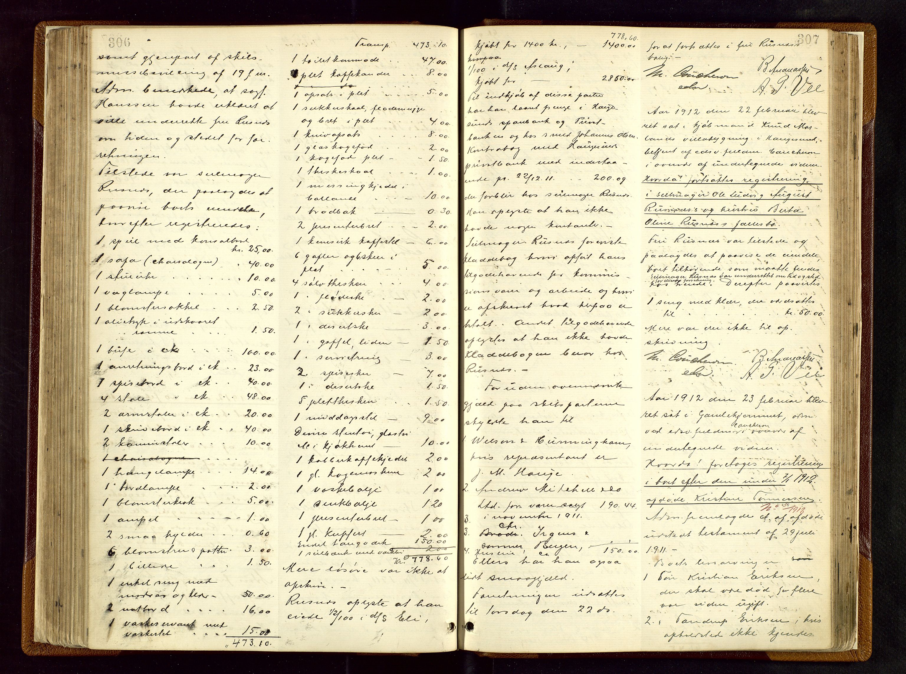 Haugesund tingrett, SAST/A-101415/01/IV/IVB/L0003: Skifteregistreringsprotokoll, med register, 1898-1914, p. 306-307