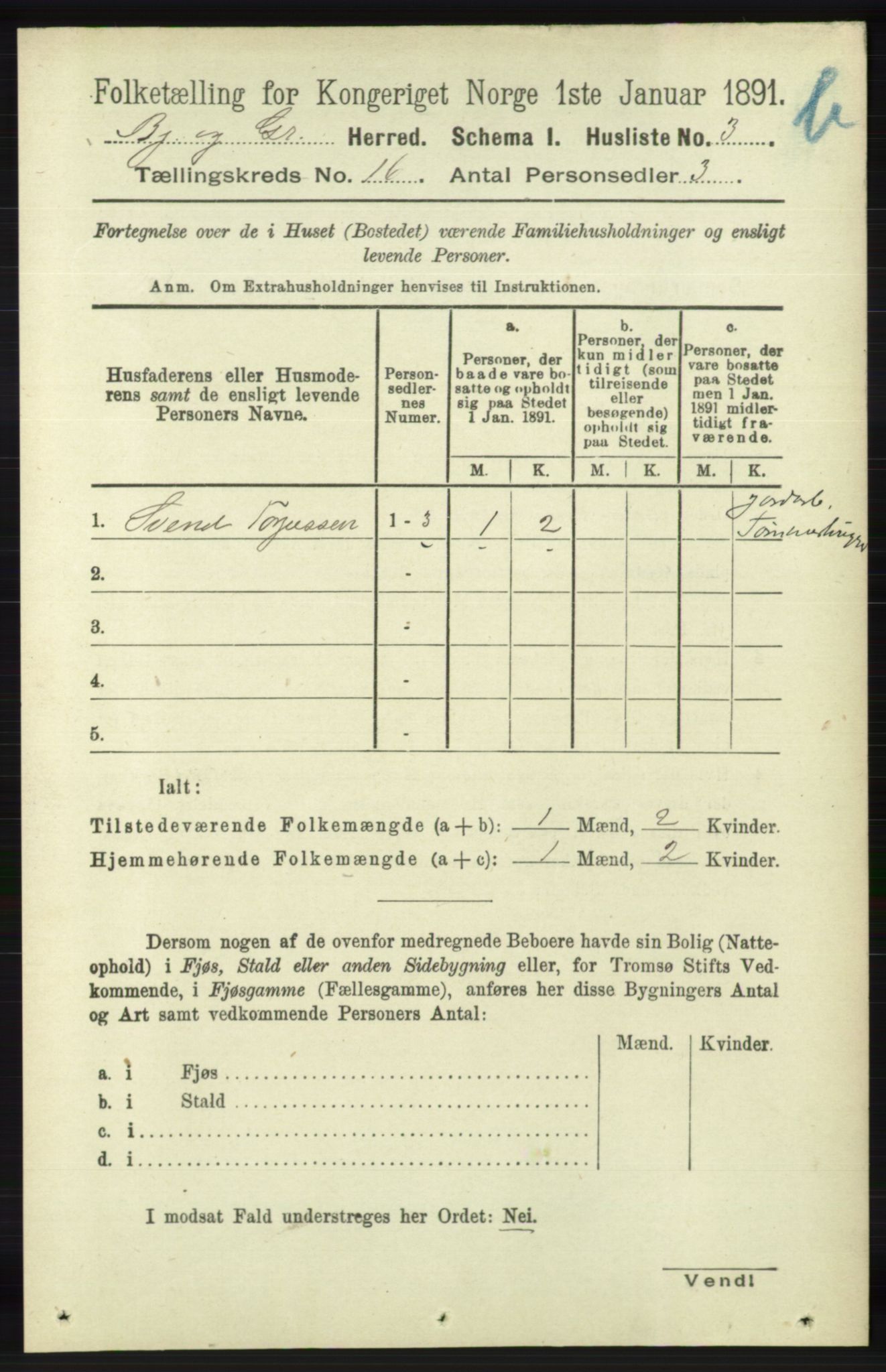 RA, 1891 census for 1024 Bjelland og Grindheim, 1891, p. 716