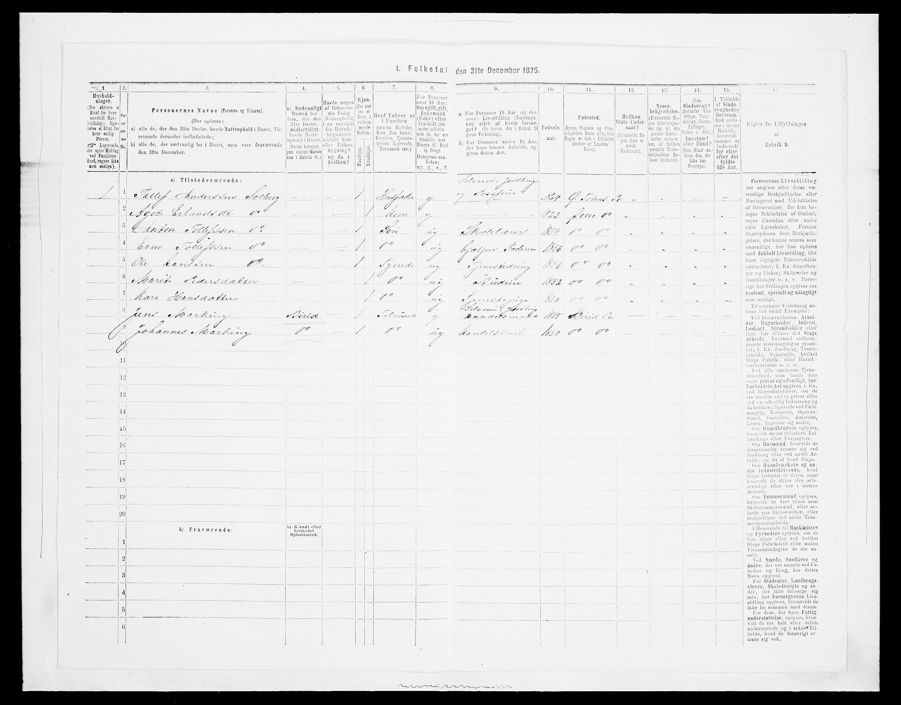 SAH, 1875 census for 0511P Dovre, 1875, p. 58