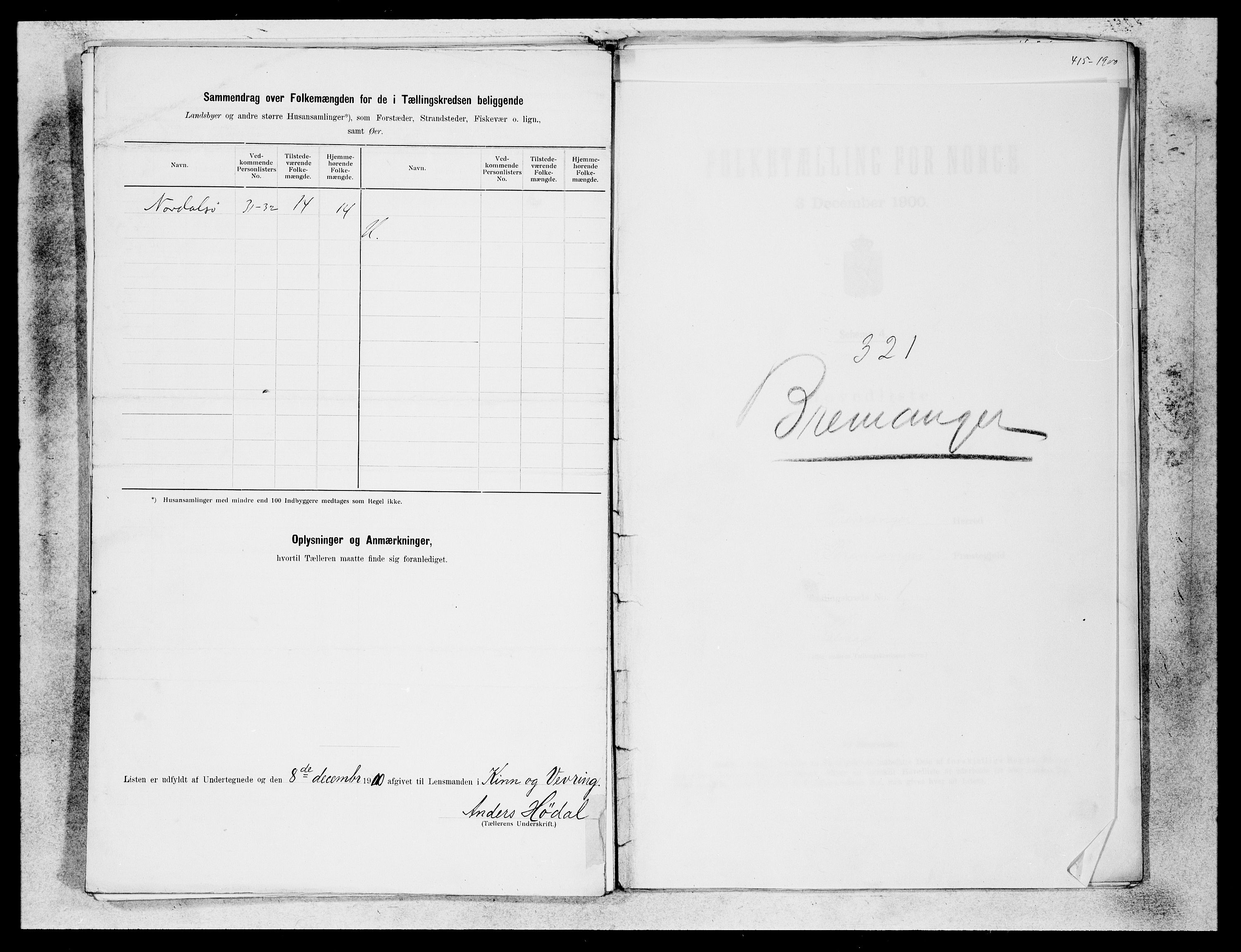 SAB, 1900 census for Kinn, 1900, p. 43