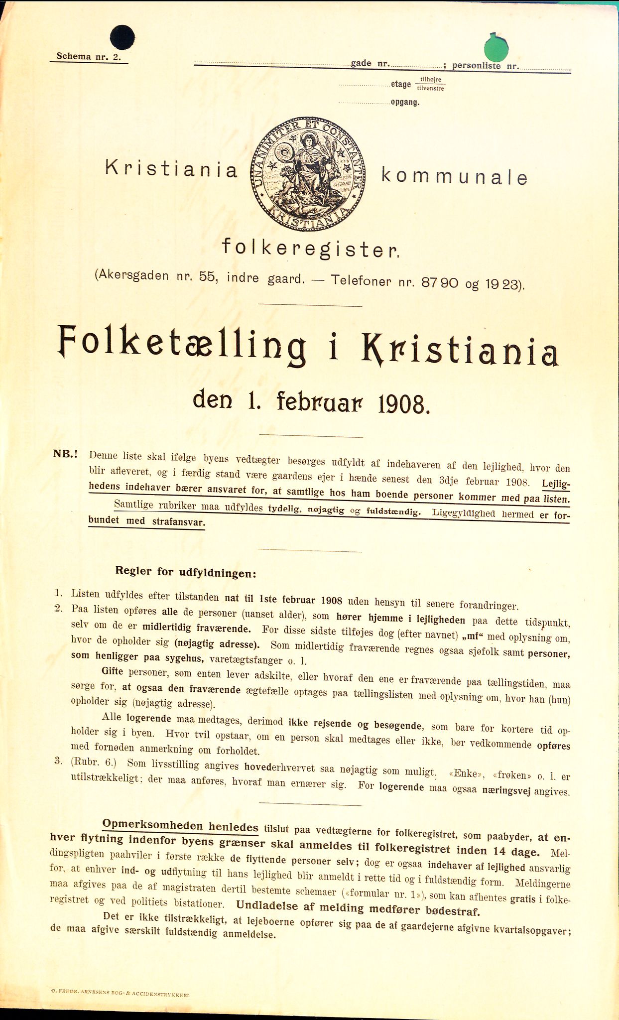 OBA, Municipal Census 1908 for Kristiania, 1908, p. 1737