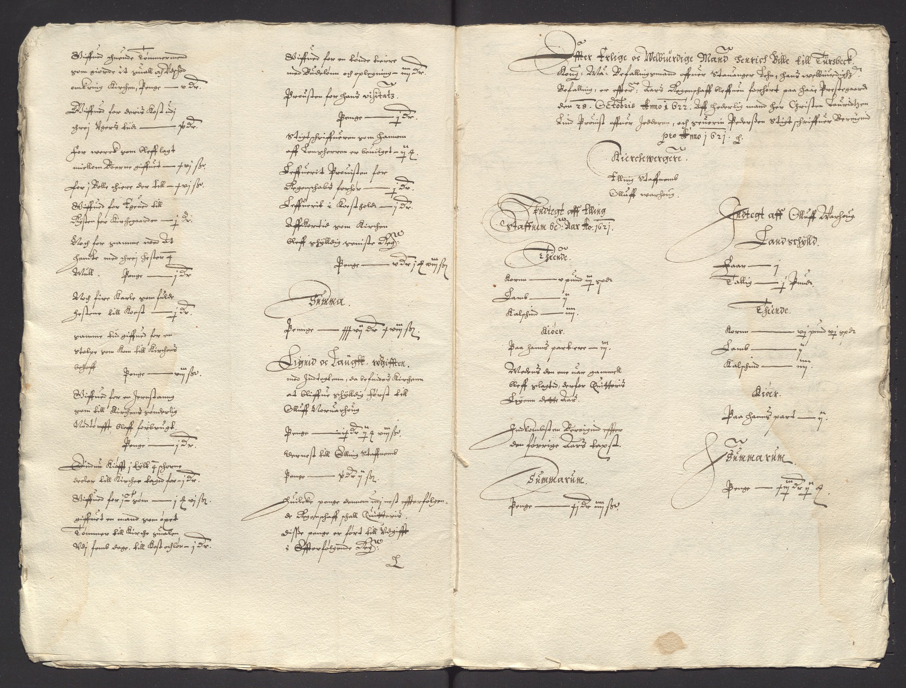 Stavanger len, AV/SAST-A-101870/Oa/L0017: Kirkeregnskaper, jordebøker, manntall, dommer, supplikker, befalinger, stevninger mv. 1617-1674. des. 1 s. 36-39, 46f, 54, 88ff, 98-102, 1600-1628, p. 253