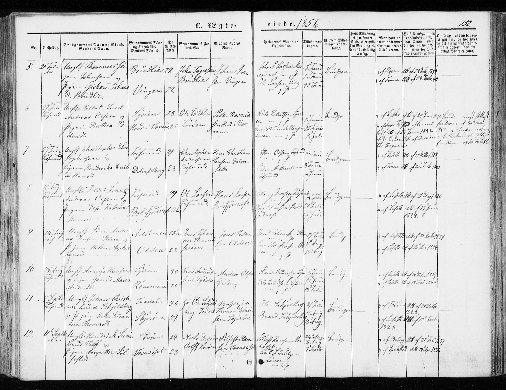 Ministerialprotokoller, klokkerbøker og fødselsregistre - Sør-Trøndelag, SAT/A-1456/655/L0677: Parish register (official) no. 655A06, 1847-1860, p. 152