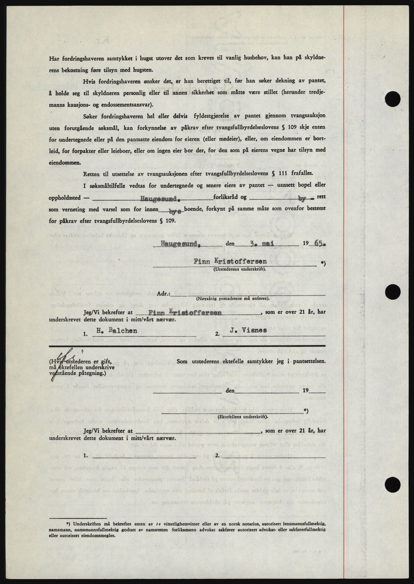 Haugesund tingrett, SAST/A-101415/01/II/IIC/L0053: Mortgage book no. B 53, 1965-1965, Diary no: : 1115/1965