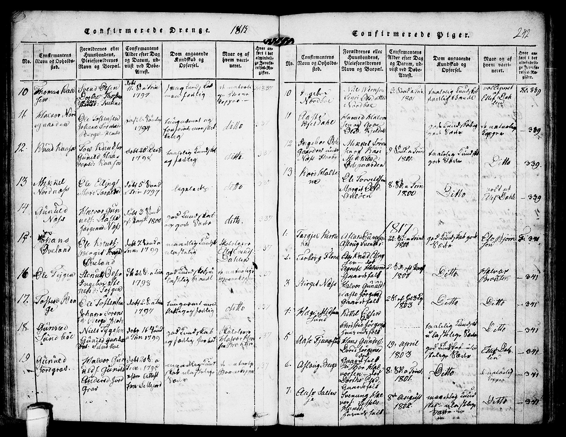 Kviteseid kirkebøker, AV/SAKO-A-276/F/Fa/L0005: Parish register (official) no. I 5, 1815-1836, p. 242