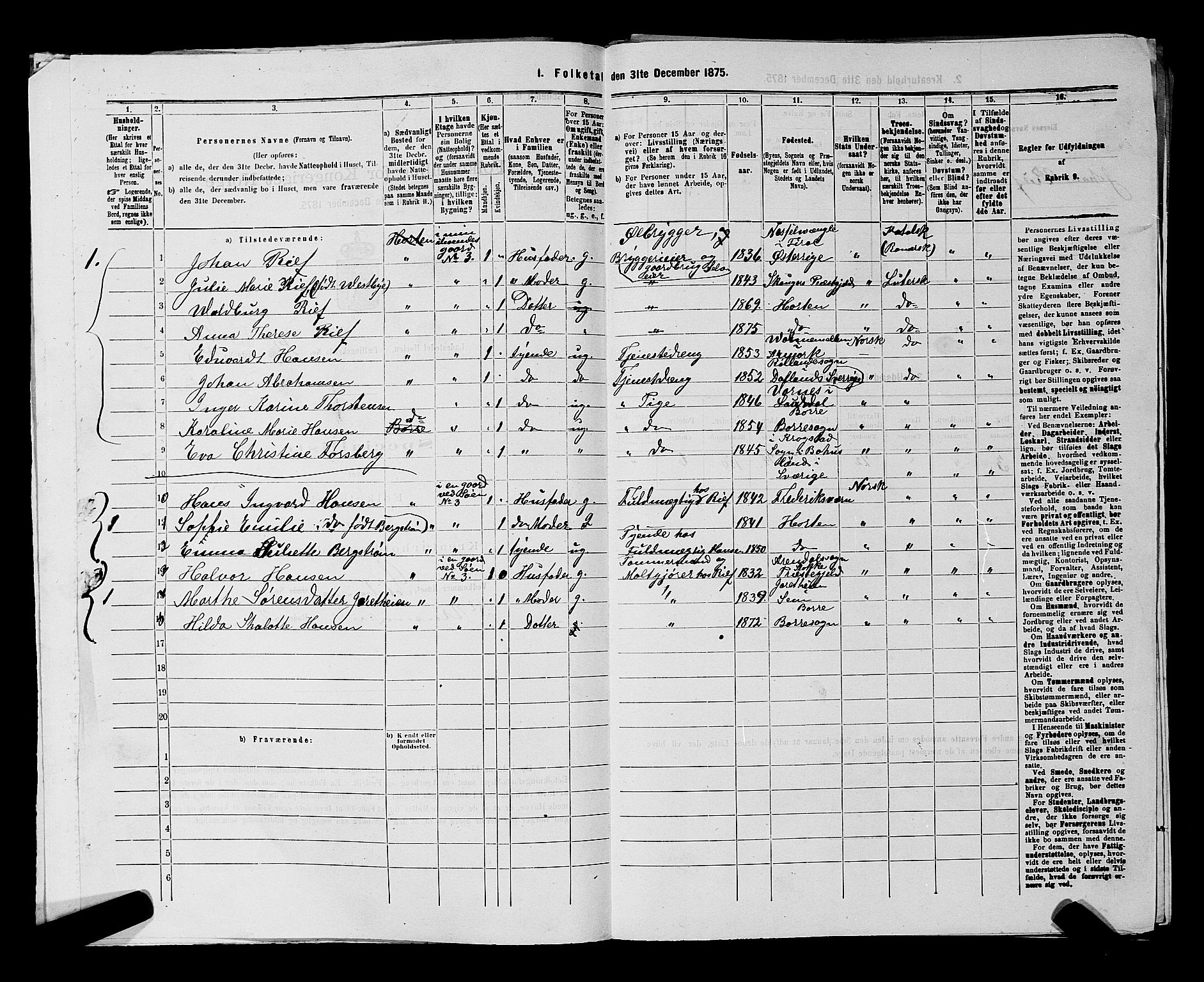 SAKO, 1875 census for 0703P Horten, 1875, p. 1027