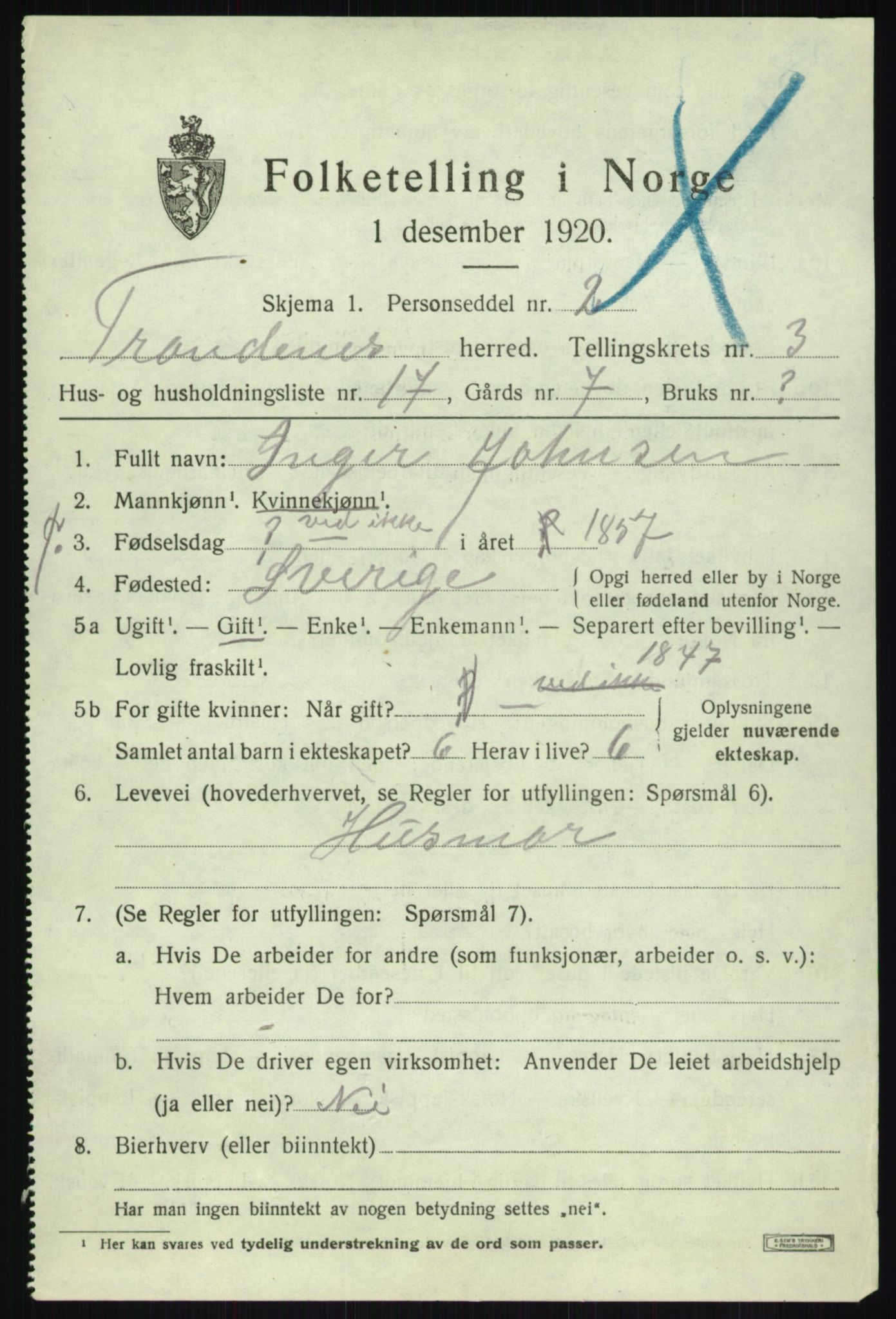 SATØ, 1920 census for Trondenes, 1920, p. 4597