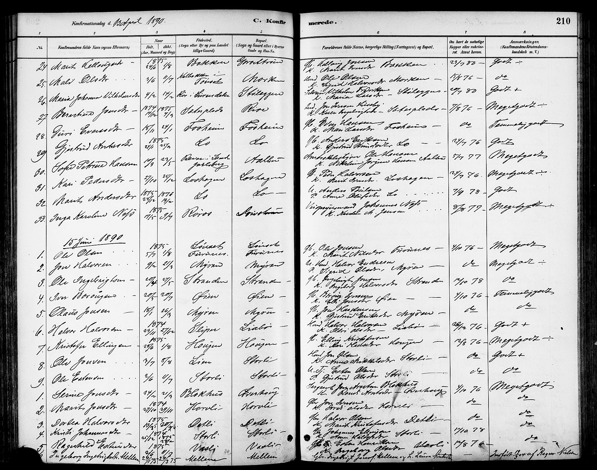 Ministerialprotokoller, klokkerbøker og fødselsregistre - Sør-Trøndelag, SAT/A-1456/678/L0901: Parish register (official) no. 678A10, 1881-1894, p. 210