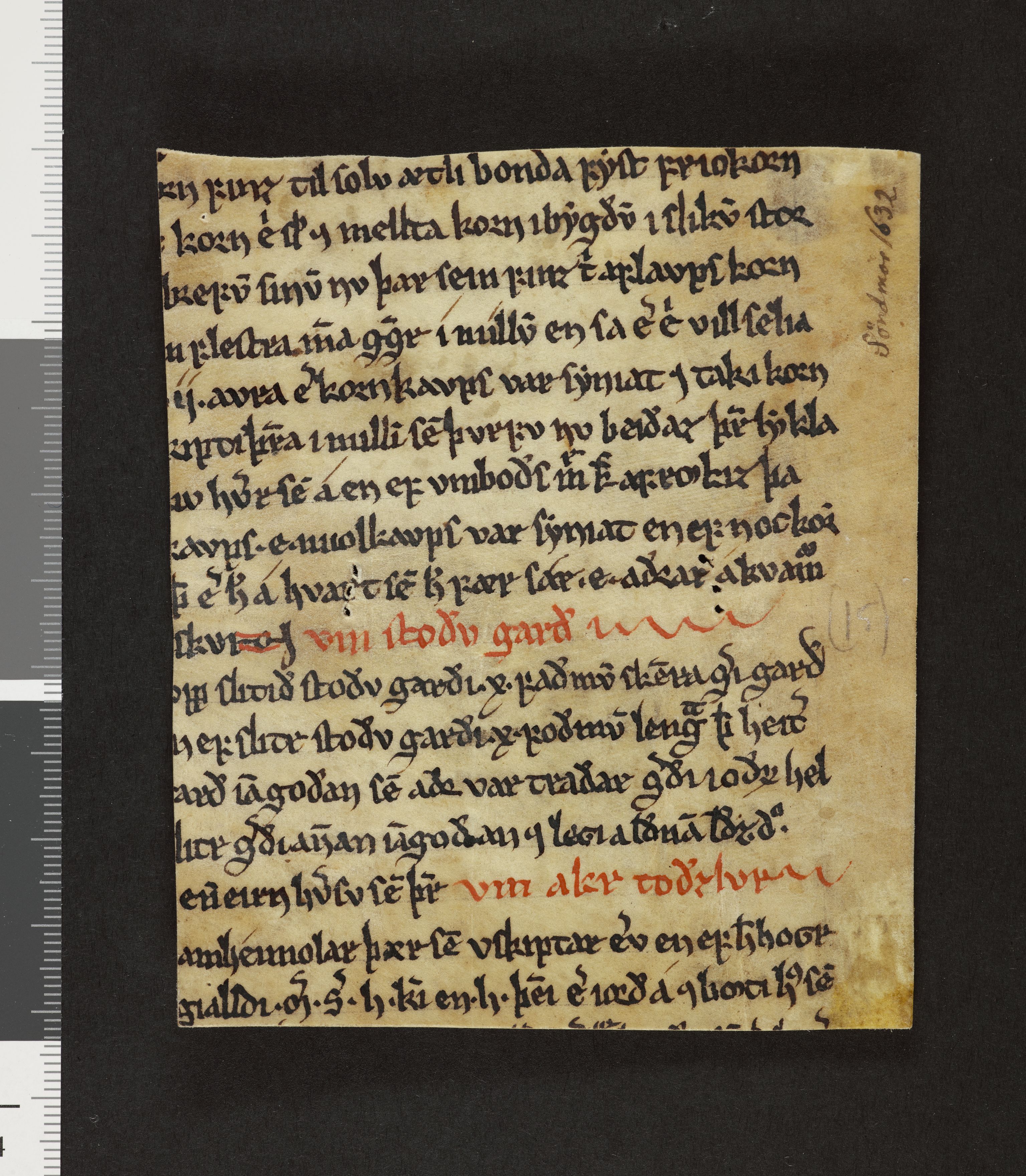 Riksarkivets diplomsamling, RA/EA-5965/F26/L0002: Norrøne membranfragmenter bestand 2-9 (10), 1100-1536, p. 39