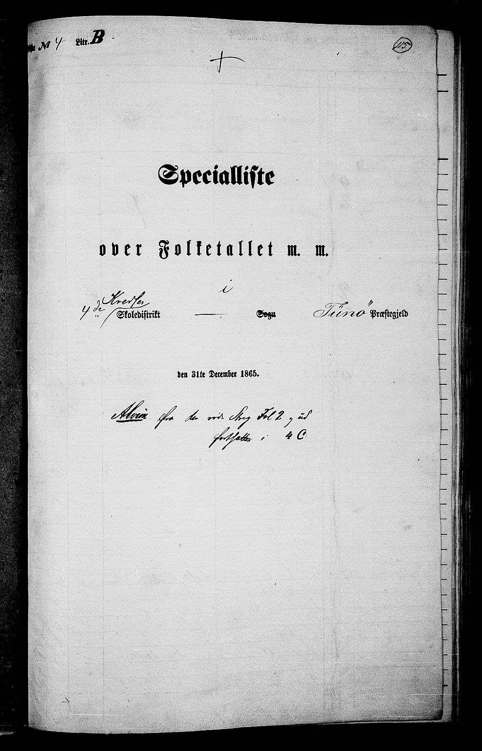 RA, 1865 census for Tune, 1865, p. 108