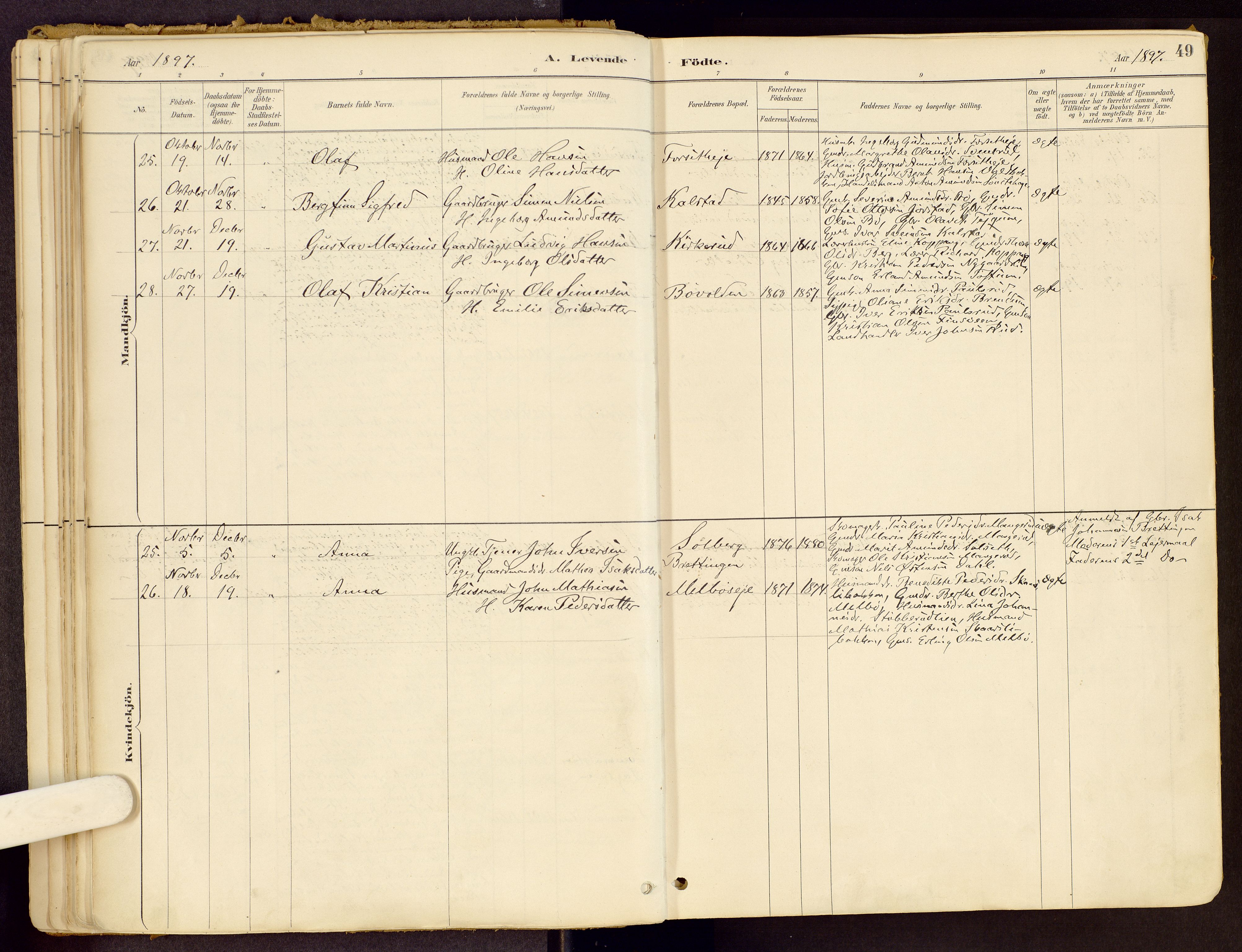 Vestre Gausdal prestekontor, SAH/PREST-094/H/Ha/Haa/L0001: Parish register (official) no. 1, 1887-1914, p. 49