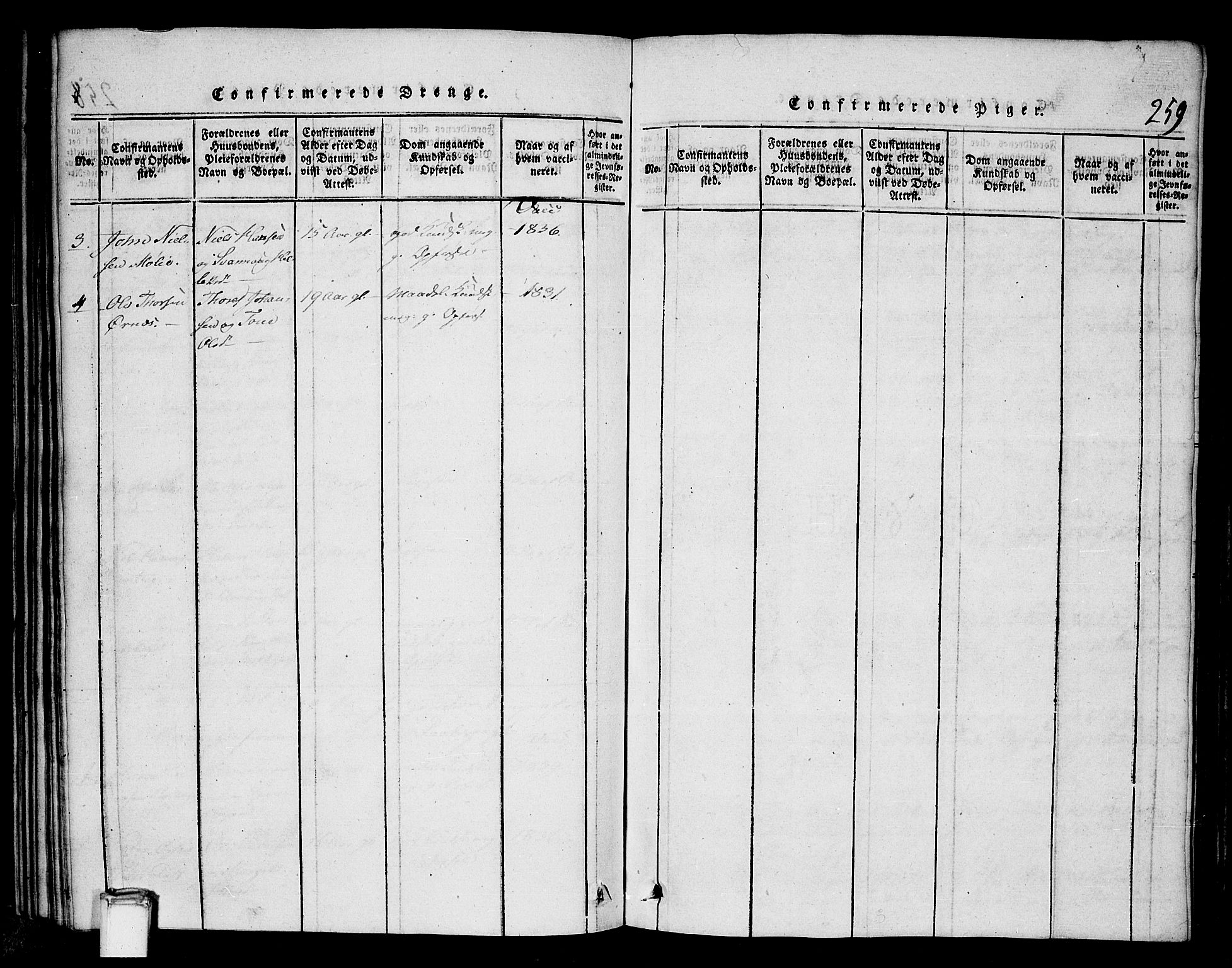 Tinn kirkebøker, AV/SAKO-A-308/G/Gb/L0001: Parish register (copy) no. II 1 /1, 1815-1850, p. 259