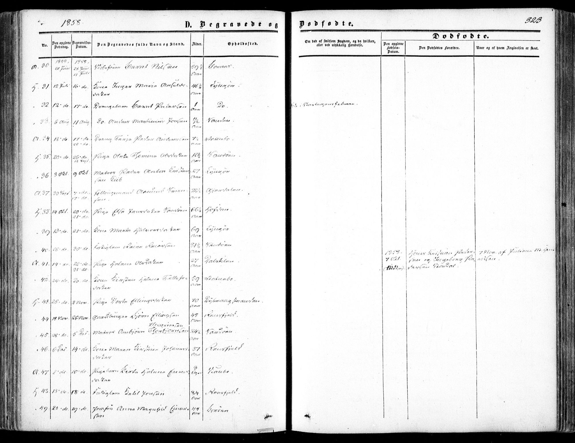 Dypvåg sokneprestkontor, SAK/1111-0007/F/Fa/Faa/L0006: Parish register (official) no. A 6, 1855-1872, p. 323