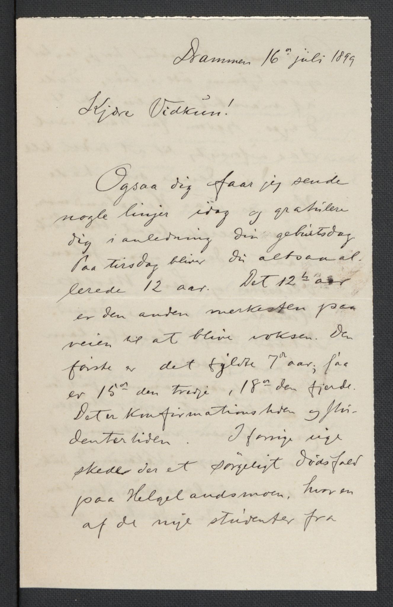 Quisling, Vidkun, AV/RA-PA-0750/K/L0001: Brev til og fra Vidkun Quisling samt til og fra andre medlemmer av familien Quisling, samt Vidkun Quislings karakterbøker, 1894-1929, p. 13