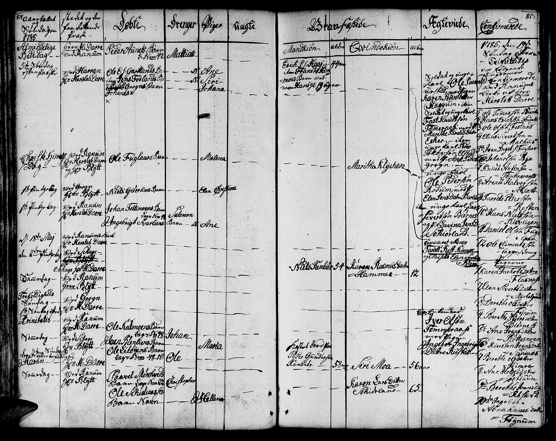 Ministerialprotokoller, klokkerbøker og fødselsregistre - Nord-Trøndelag, SAT/A-1458/764/L0544: Parish register (official) no. 764A04, 1780-1798, p. 84-85
