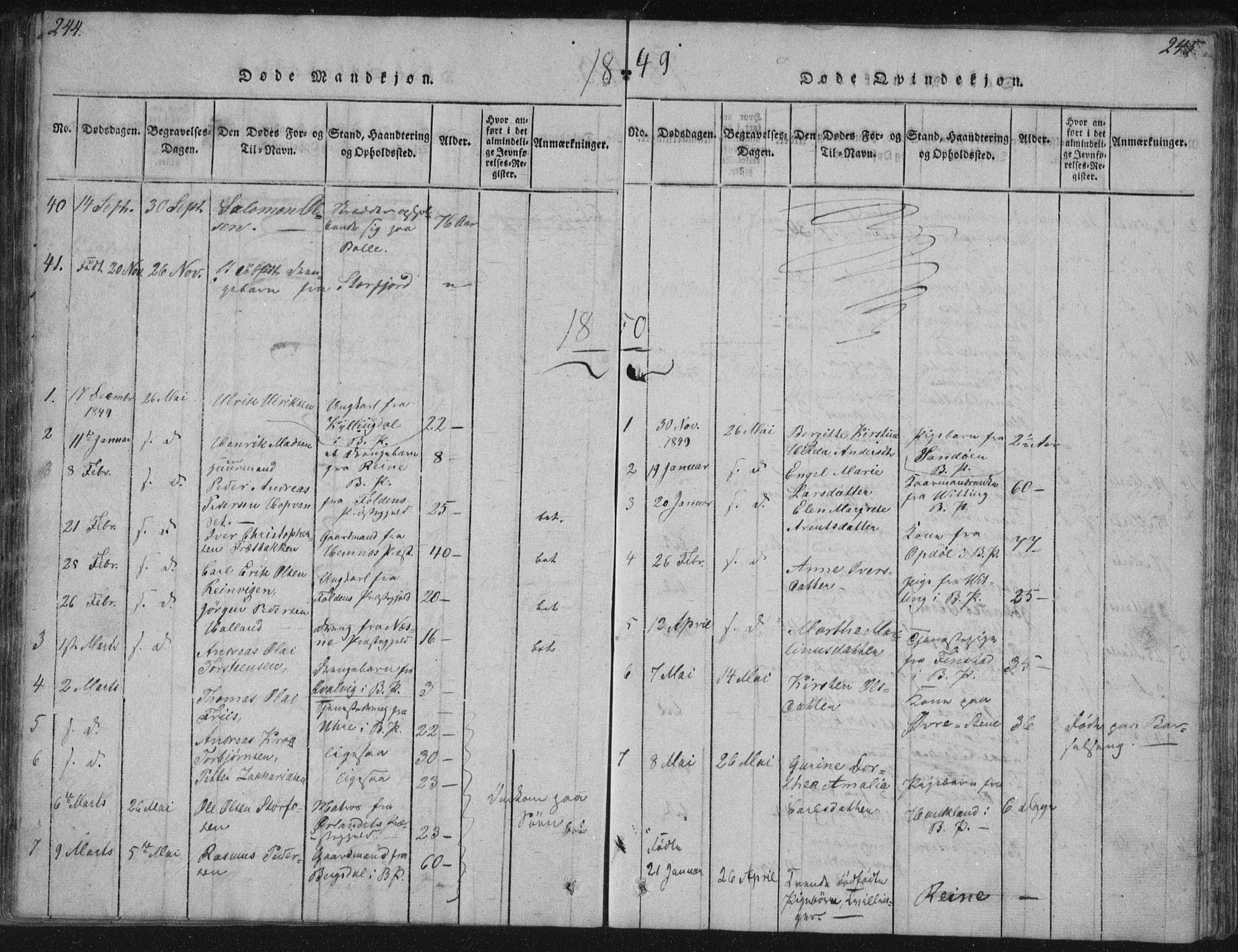 Ministerialprotokoller, klokkerbøker og fødselsregistre - Nordland, AV/SAT-A-1459/881/L1164: Parish register (copy) no. 881C01, 1818-1853, p. 244-245