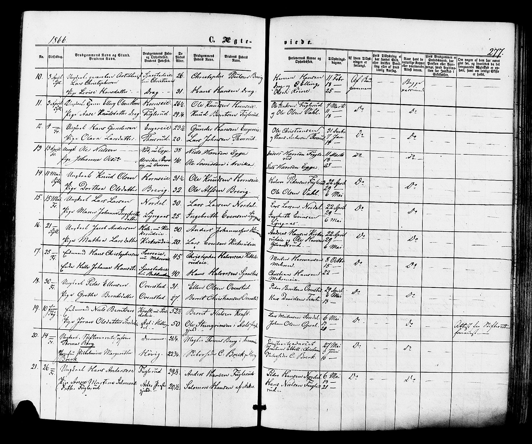 Lier kirkebøker, AV/SAKO-A-230/F/Fa/L0013: Parish register (official) no. I 13, 1865-1874, p. 277