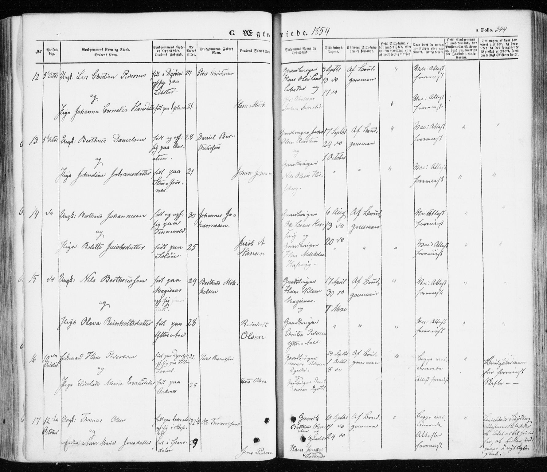 Ibestad sokneprestembete, SATØ/S-0077/H/Ha/Haa/L0008kirke: Parish register (official) no. 8, 1850-1859, p. 344