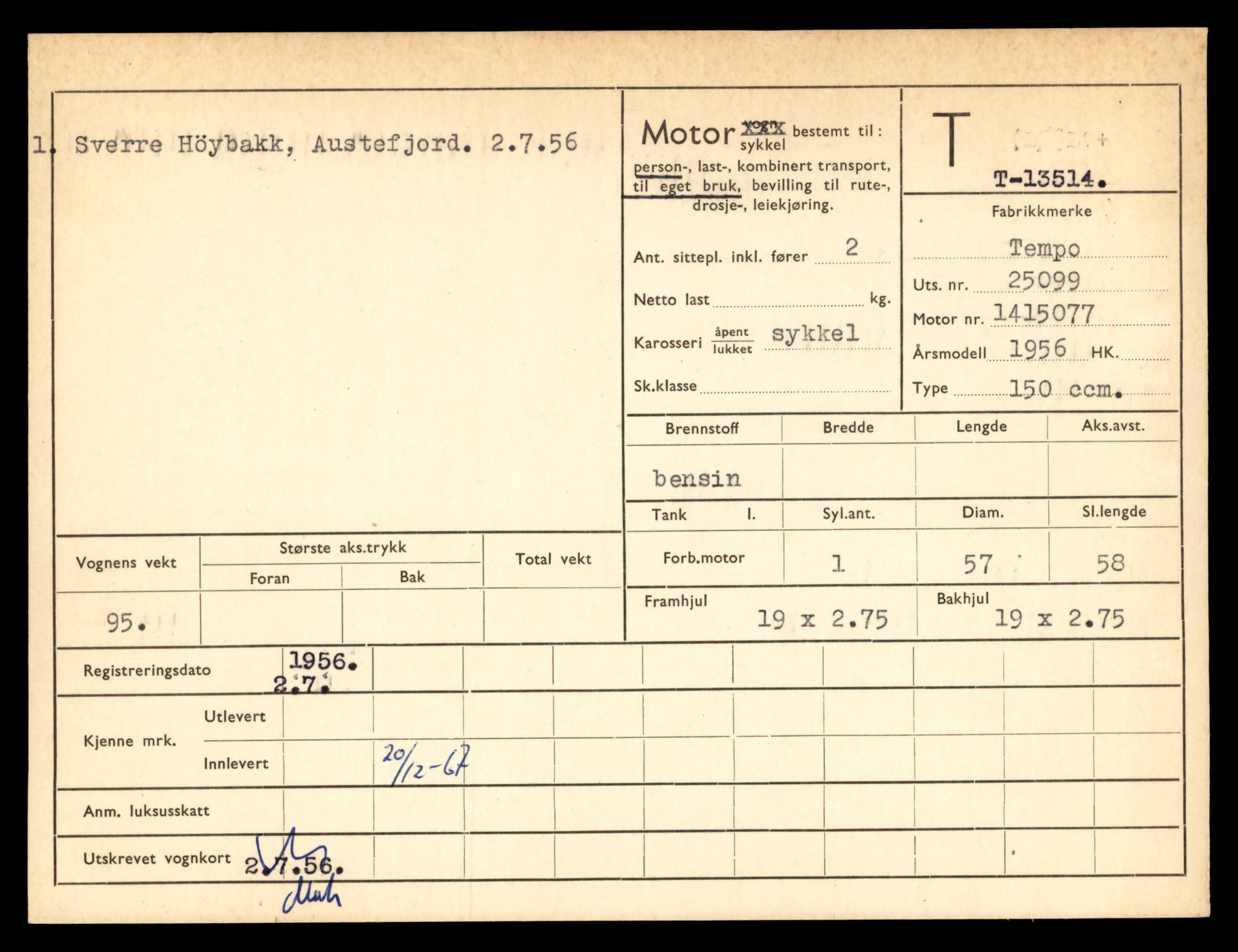 Møre og Romsdal vegkontor - Ålesund trafikkstasjon, AV/SAT-A-4099/F/Fe/L0039: Registreringskort for kjøretøy T 13361 - T 13530, 1927-1998, p. 2721