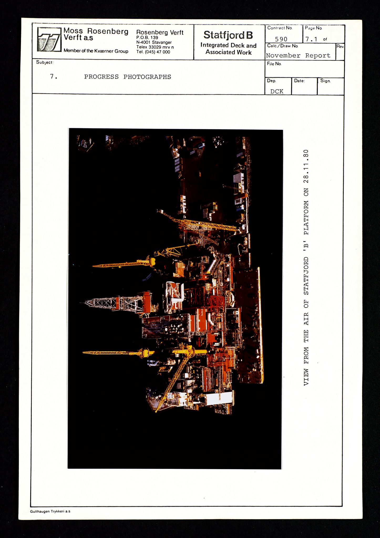Pa 1400 - Moss Rosenberg Verft A/S, SAST/A-101696/E/Eb/Ebg/L0001: Statfjord B: Deck og offshore, 1979-1982, p. 5