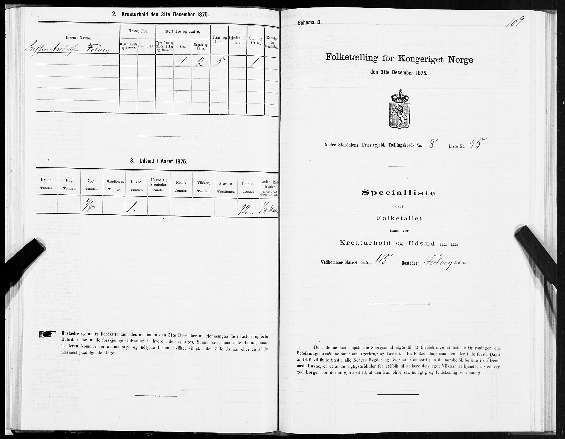 SAT, 1875 census for 1714P Nedre Stjørdal, 1875, p. 4109