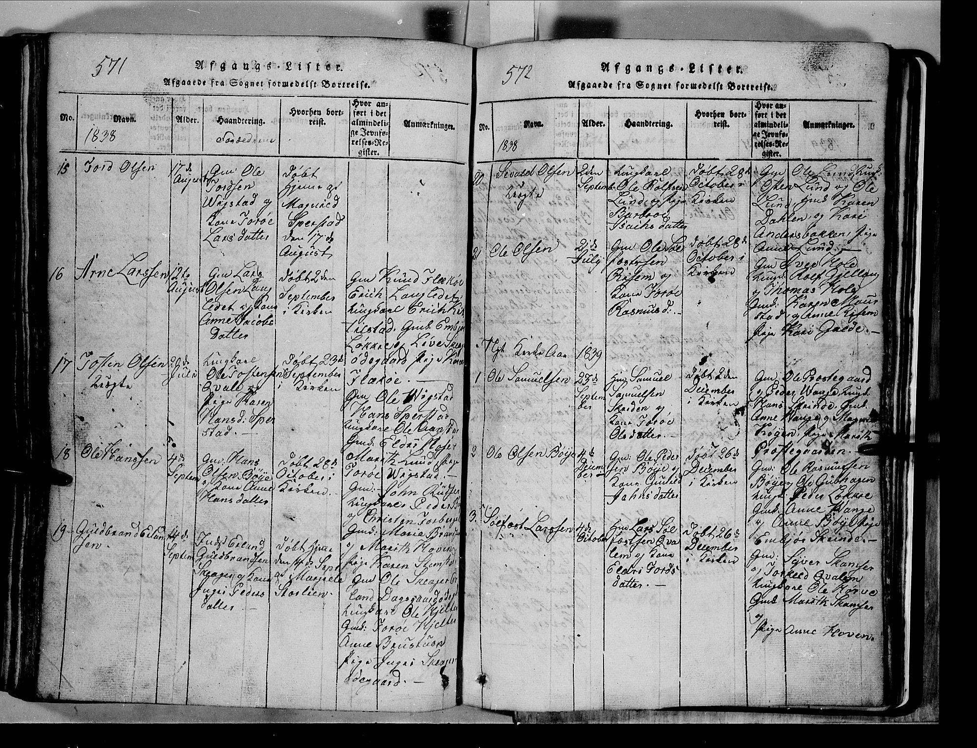 Lom prestekontor, SAH/PREST-070/L/L0003: Parish register (copy) no. 3, 1815-1844, p. 571-572