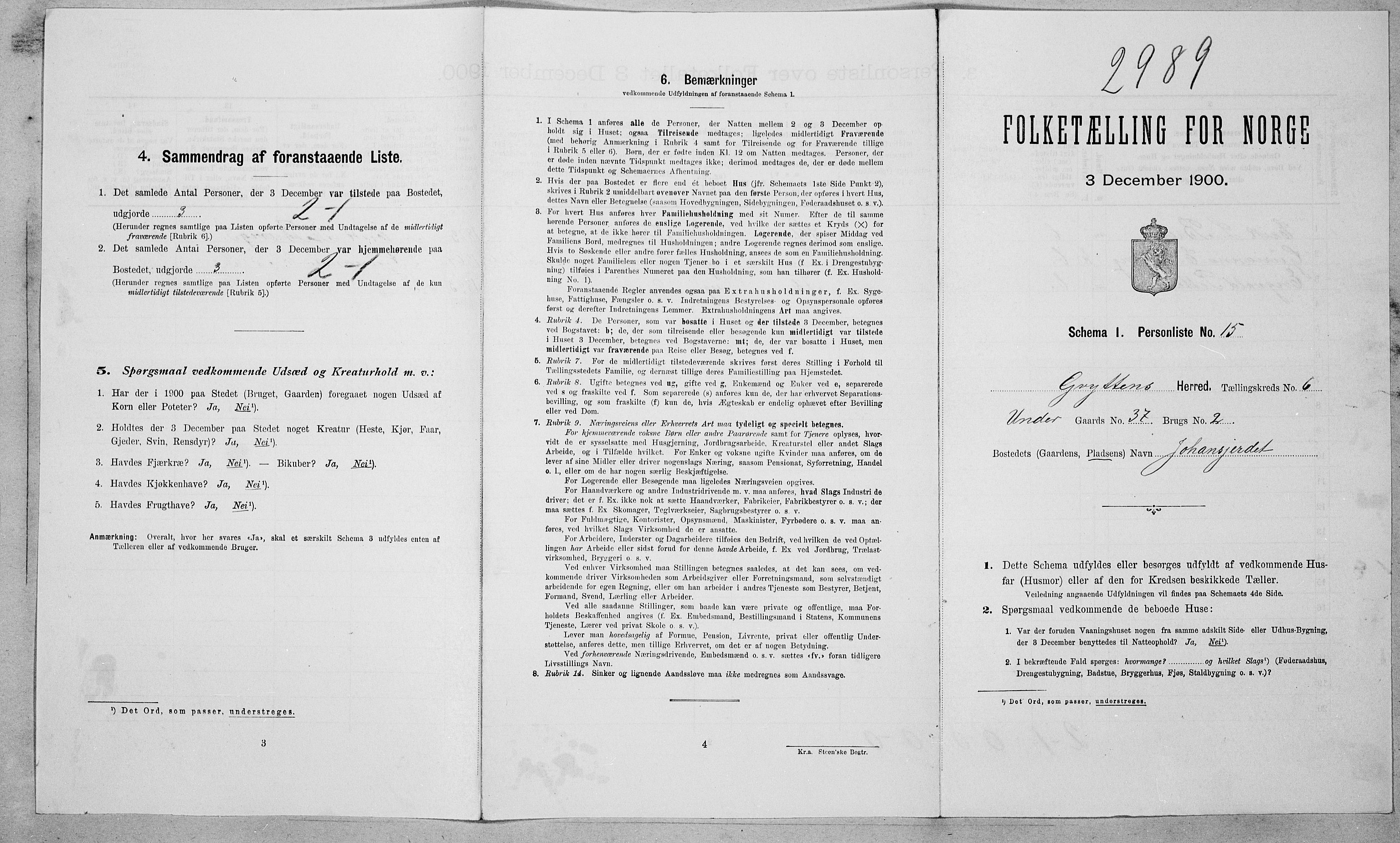 SAT, 1900 census for Grytten, 1900, p. 689