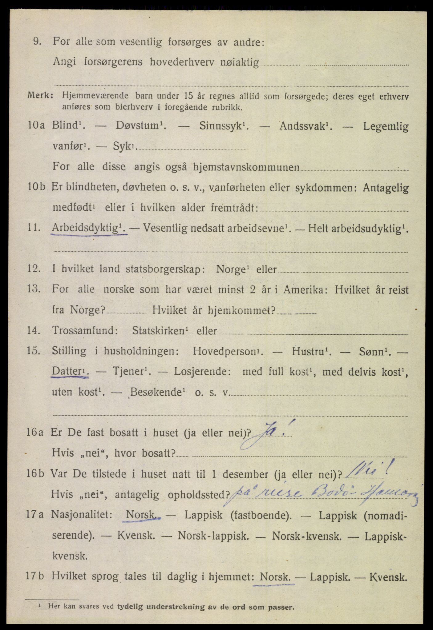 SAT, 1920 census for Hamarøy, 1920, p. 4193