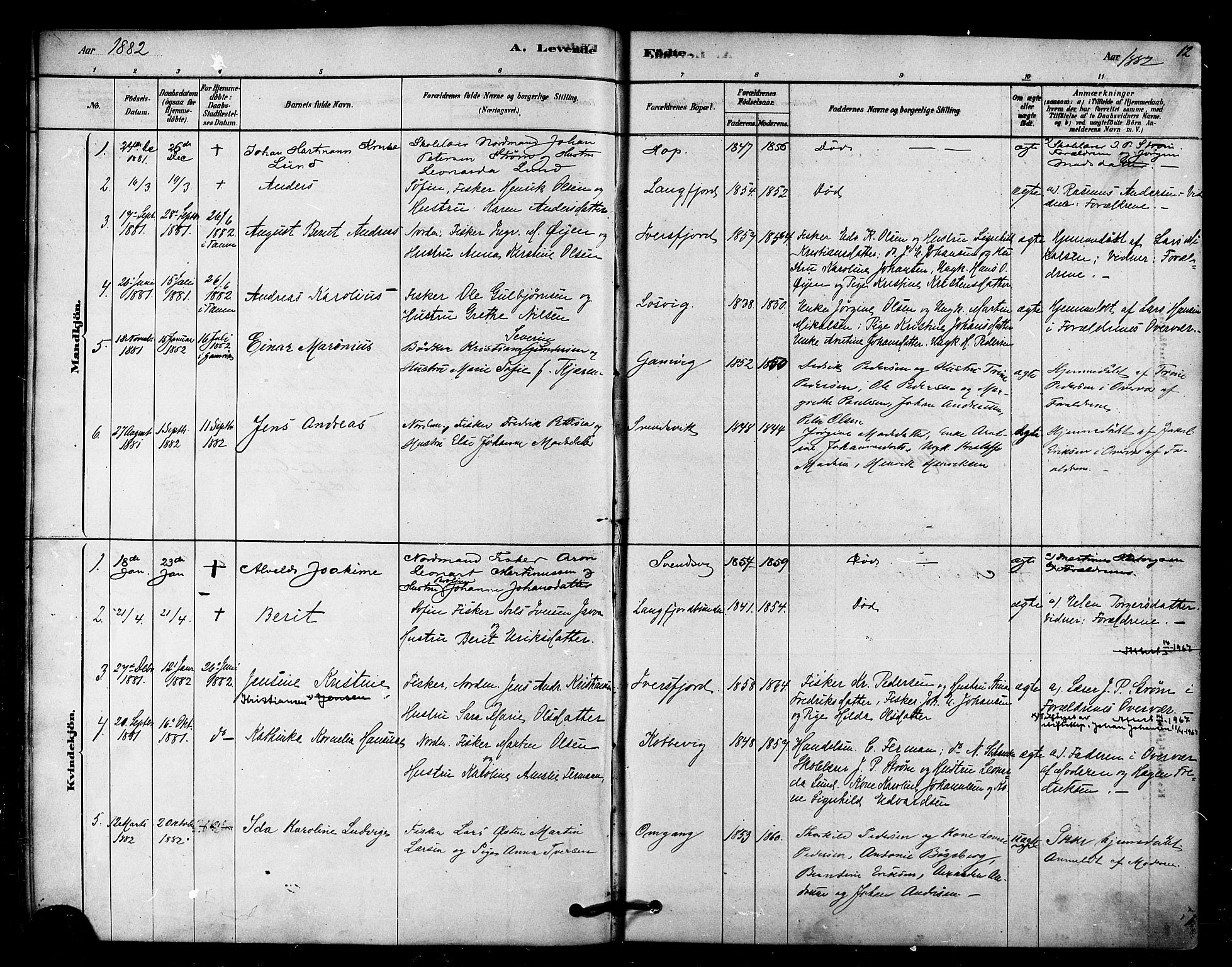 Tana sokneprestkontor, AV/SATØ-S-1334/H/Ha/L0003kirke: Parish register (official) no. 3, 1878-1892, p. 12