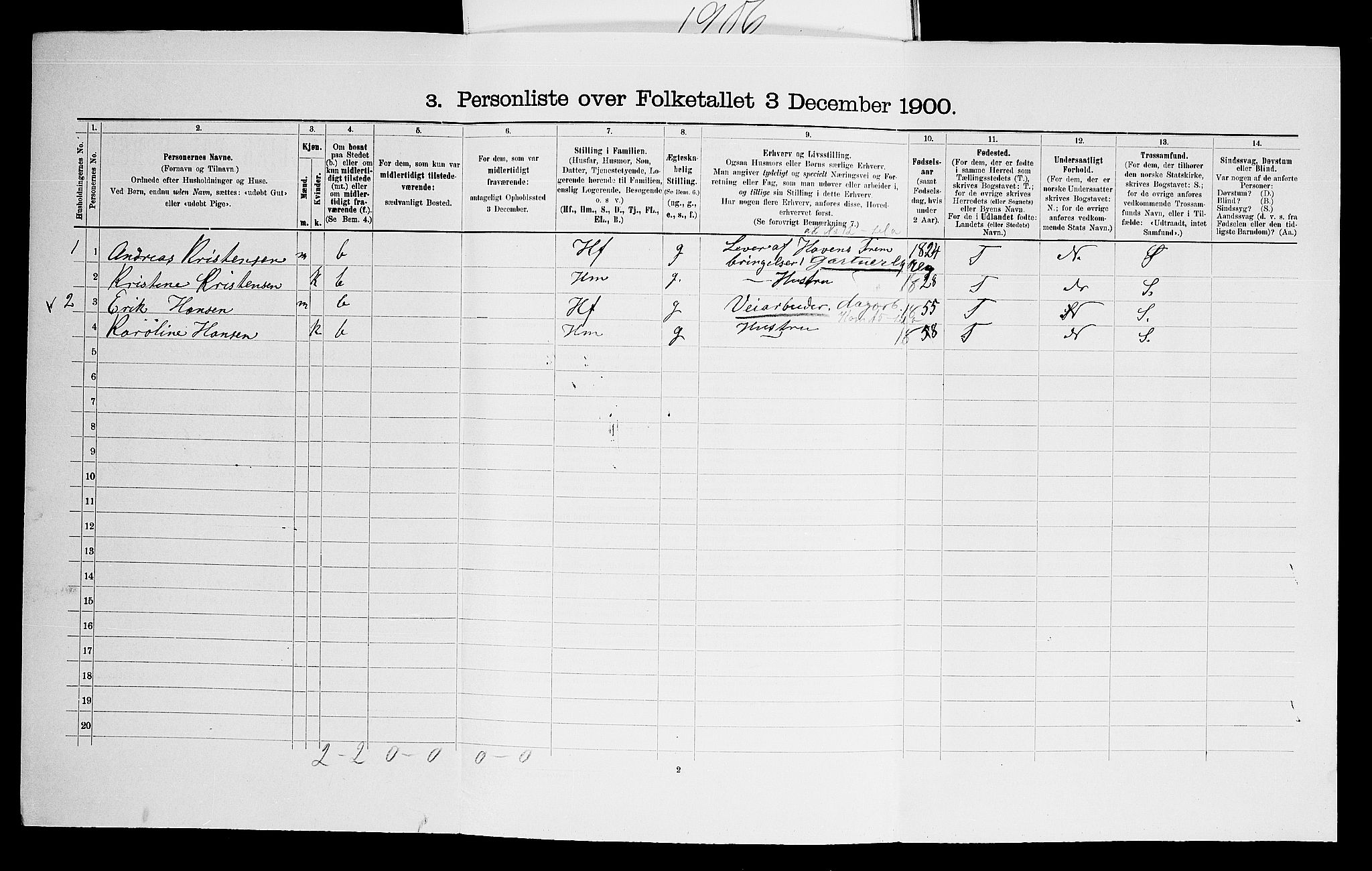 SAO, 1900 census for Asker, 1900, p. 79