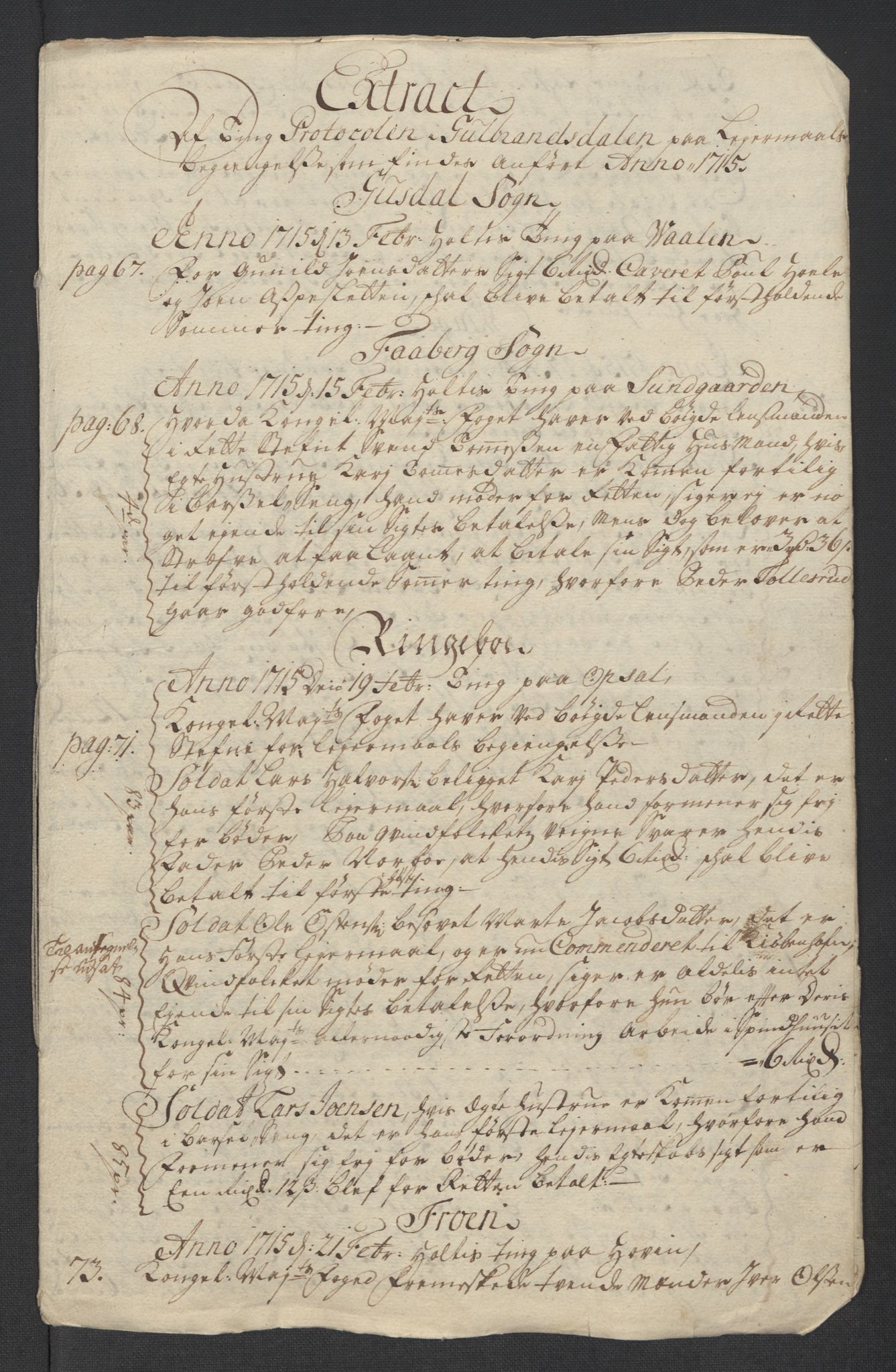 Rentekammeret inntil 1814, Reviderte regnskaper, Fogderegnskap, AV/RA-EA-4092/R17/L1184: Fogderegnskap Gudbrandsdal, 1715, p. 165