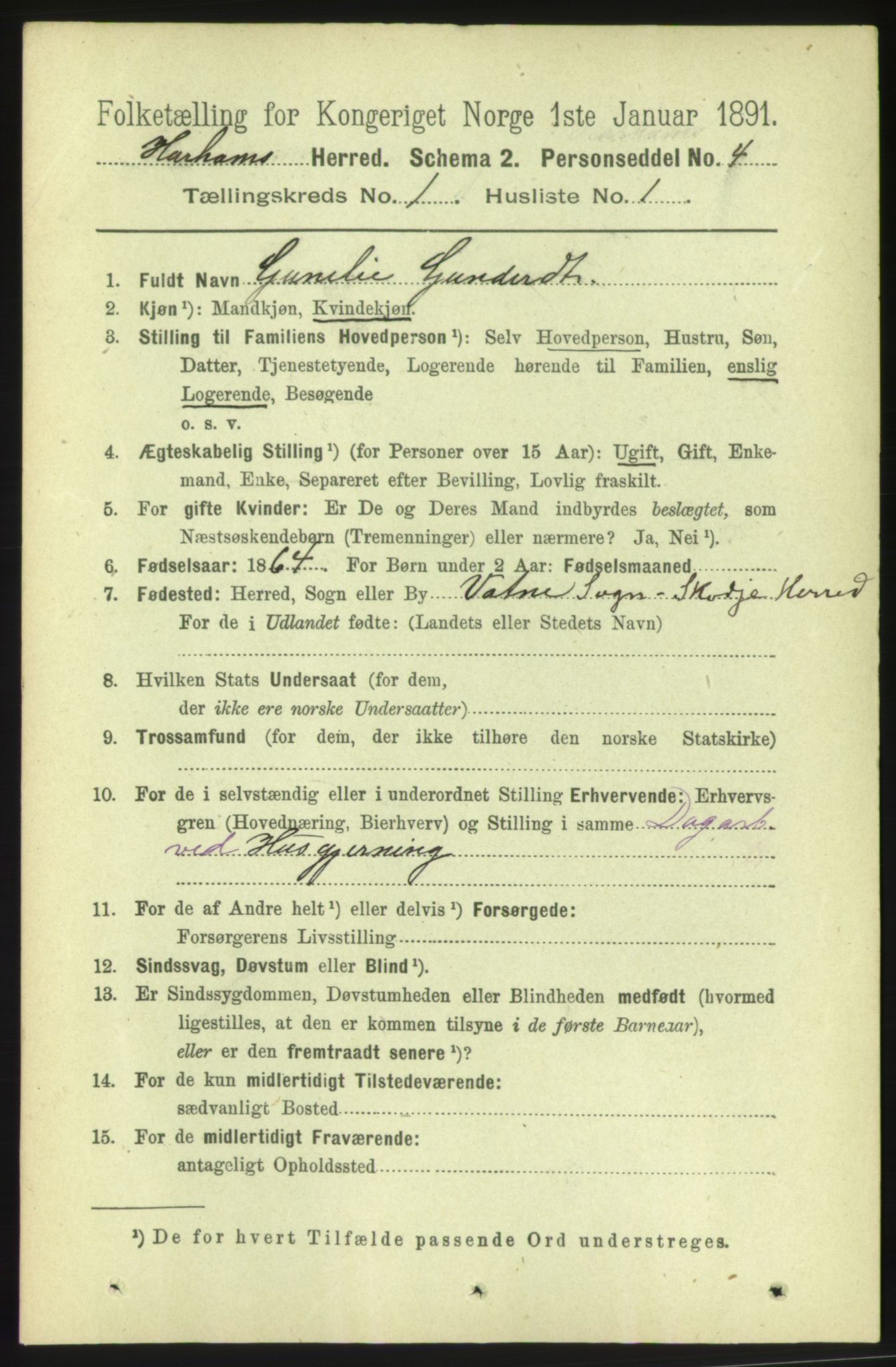 RA, 1891 census for 1534 Haram, 1891, p. 87